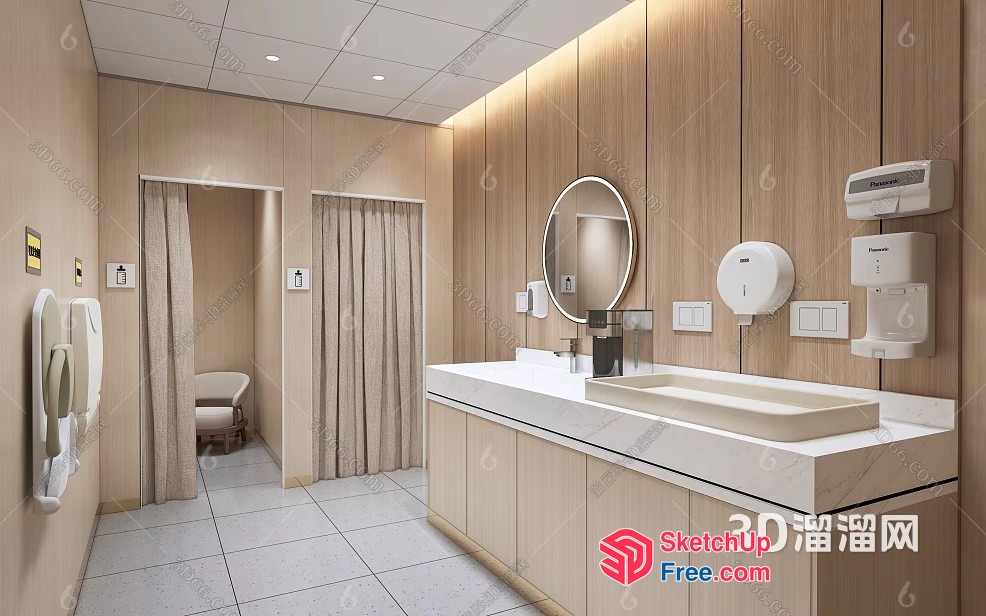 Modern Bathroom With Vanity And Shower 3D SketchUp File