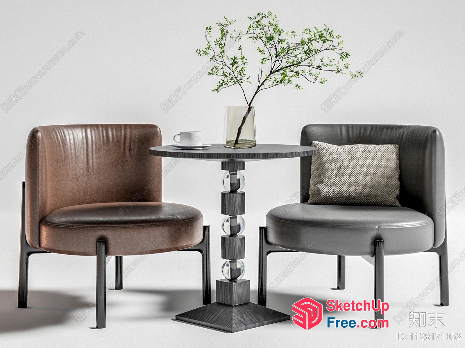 Two Seated Chairs And Table 3D SketchUp File