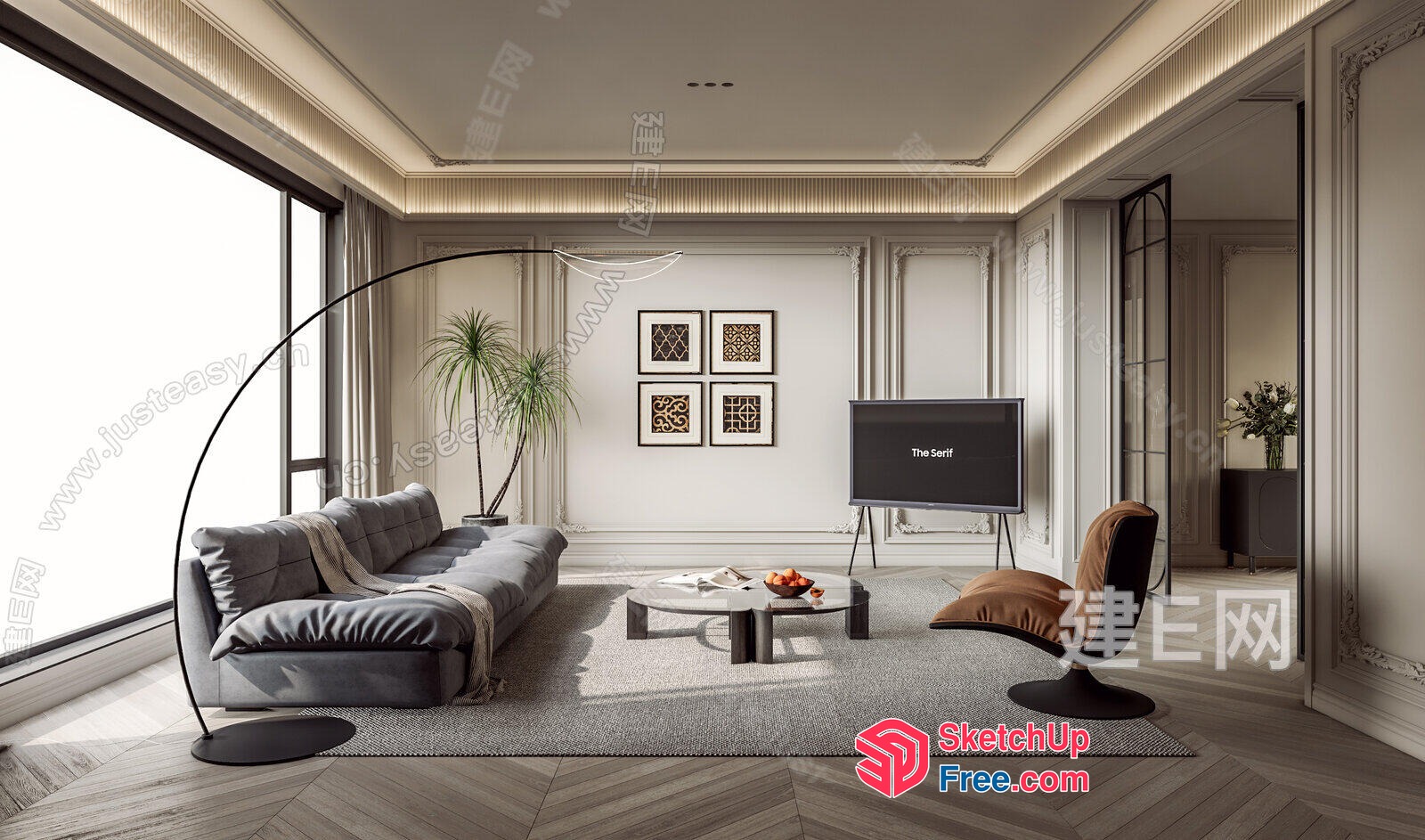 Elegant And Modern Living Room Decor 3D SketchUp File