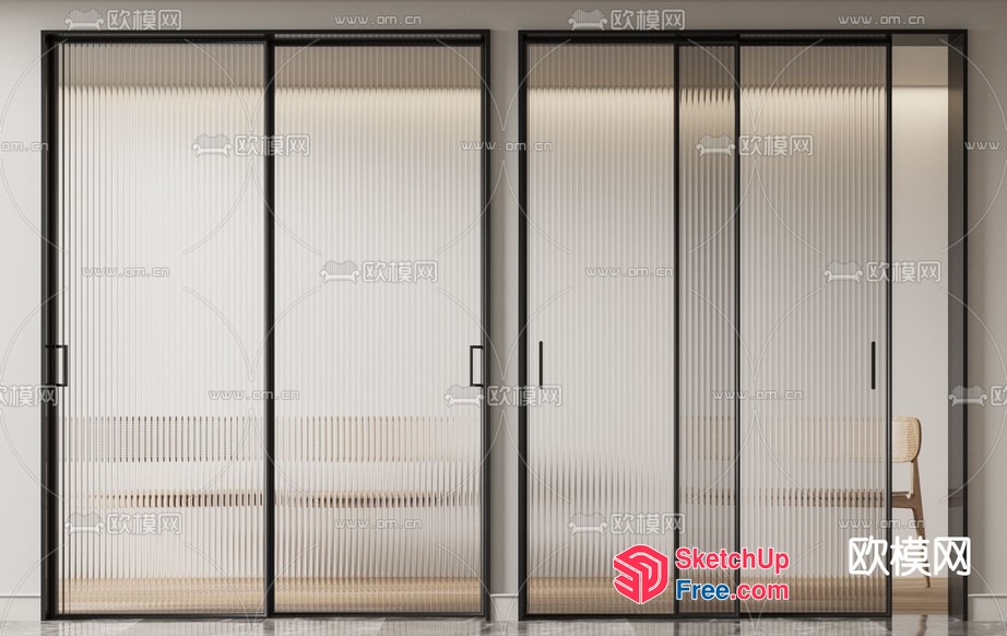 Glass Curtain Wall Partition Screen 3D SketchUp File