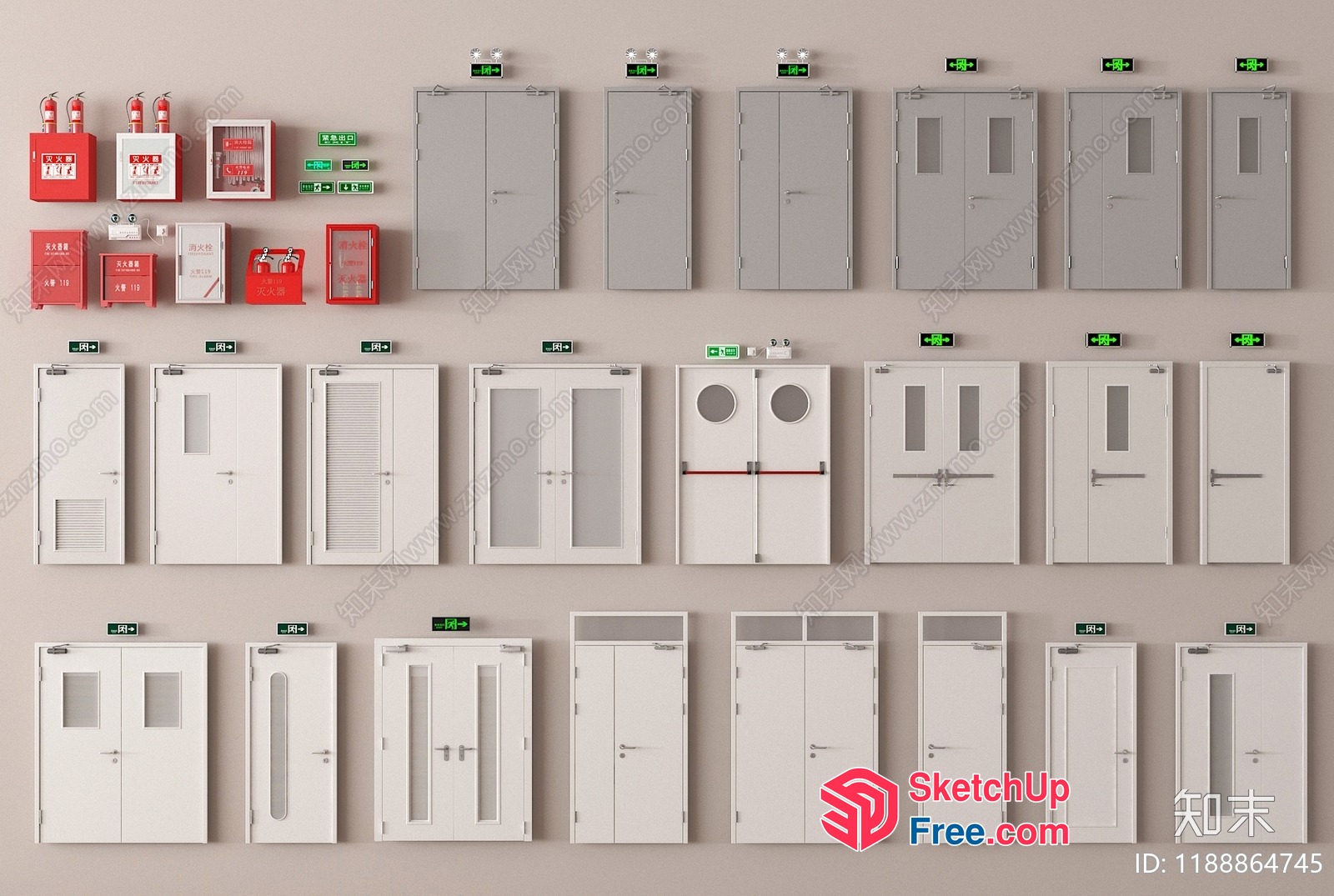 Doors And Fire Extinguishers 3D SketchUp File