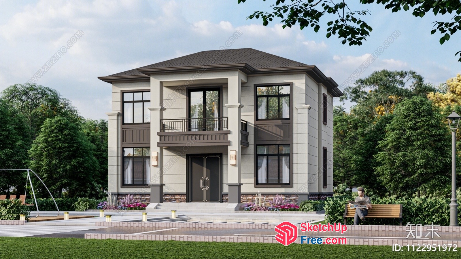Classic European-Style Villa Exterior 3D SketchUp File