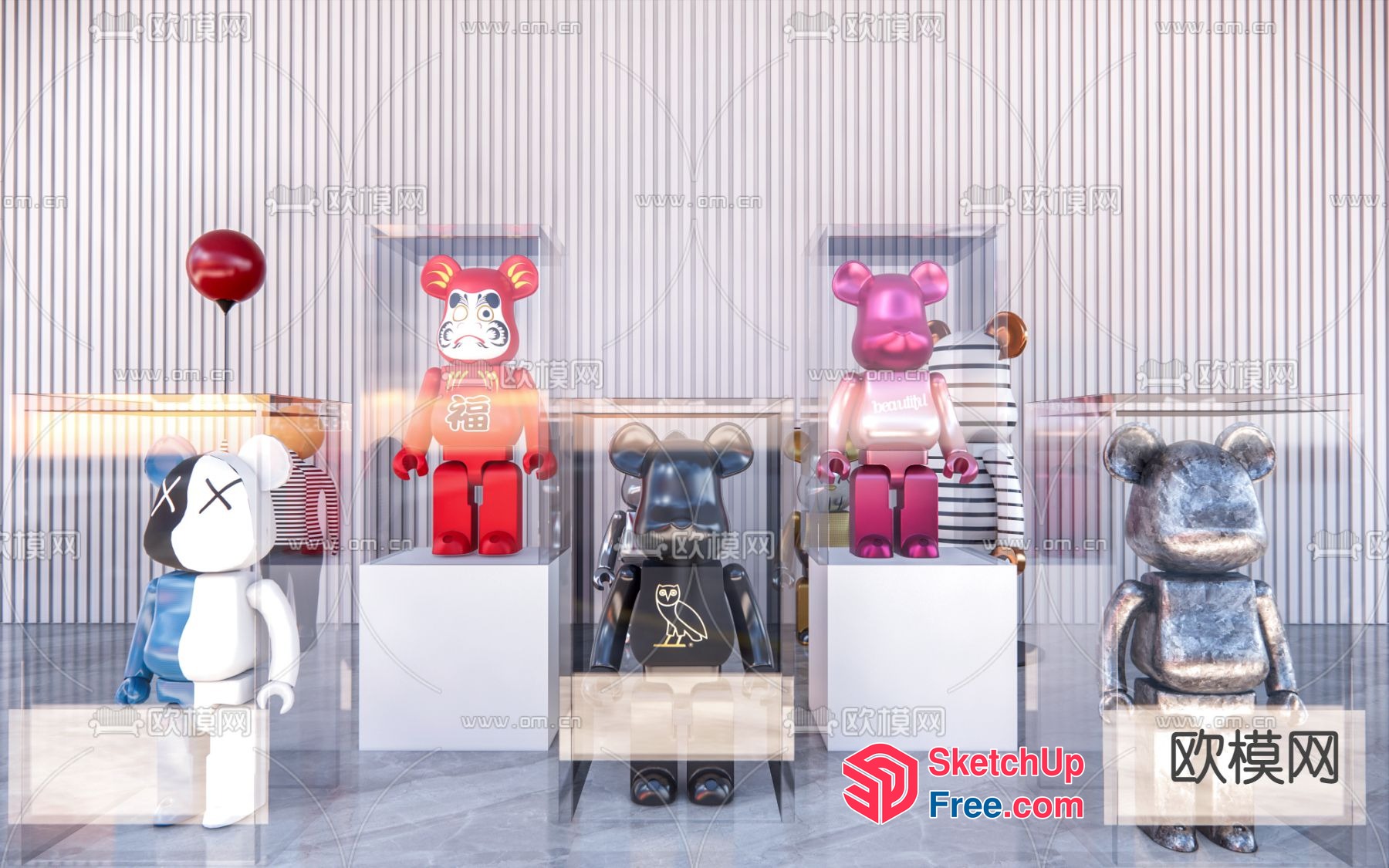 Bear-Shaped Decorations In A Modern Interior Setting 3D SketchUp File