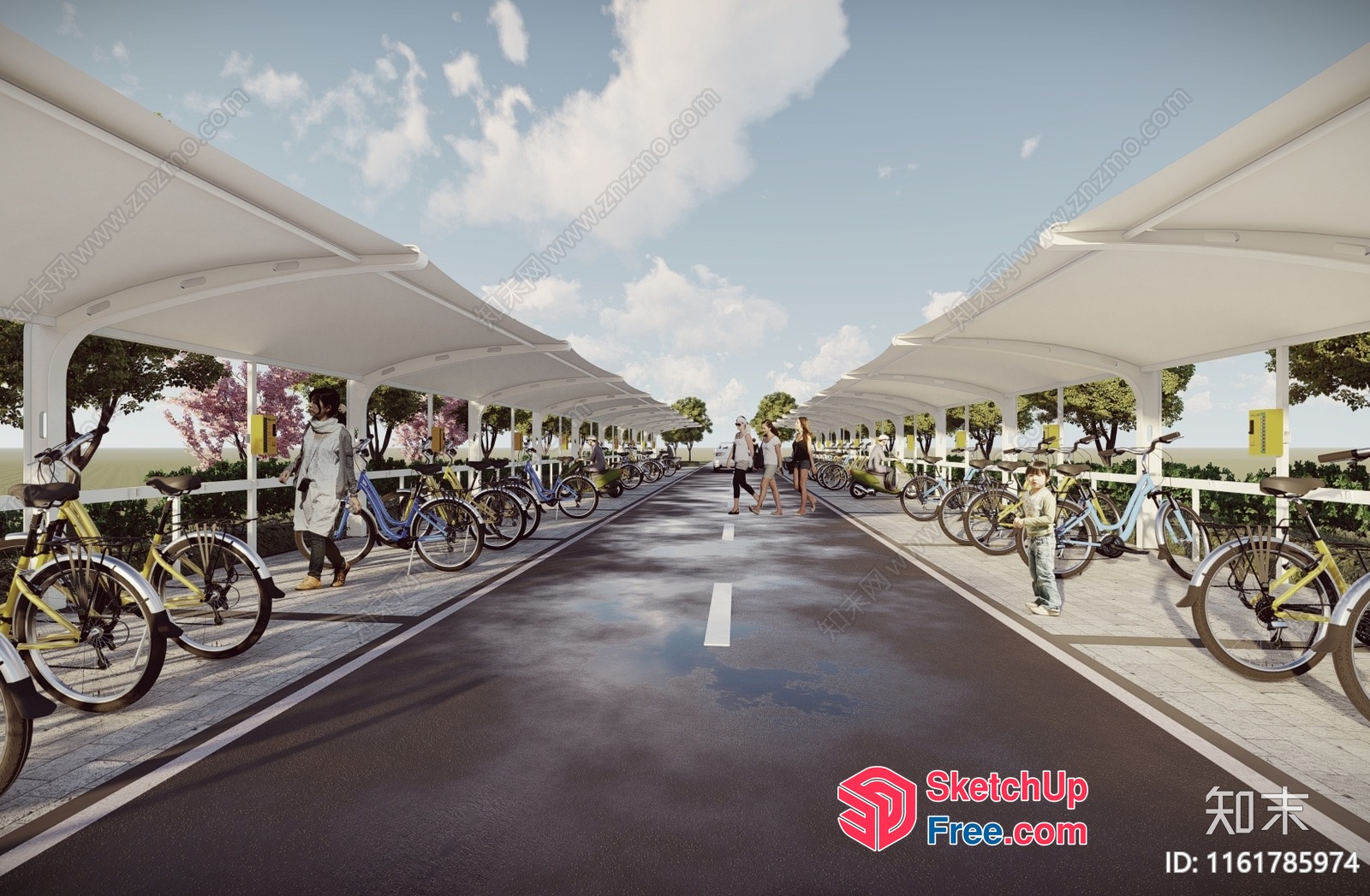 Outdoor Bike Parking And Shelter 3D SketchUp File