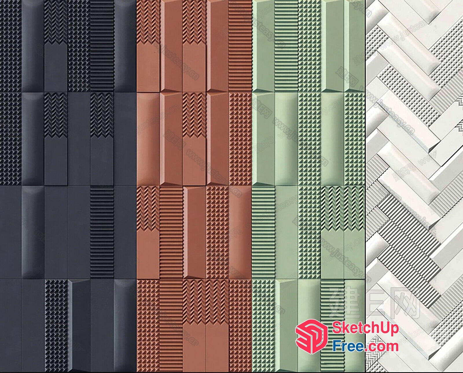 Geometric Patterned Wall Tiles 3D SketchUp File
