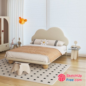 Elegant And Modern Minimalist Style Children Bedroom 3D SketchUp File
