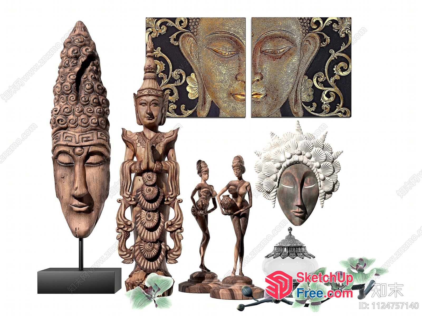 Asian-Inspired Decorative Artwork 3D SketchUp File