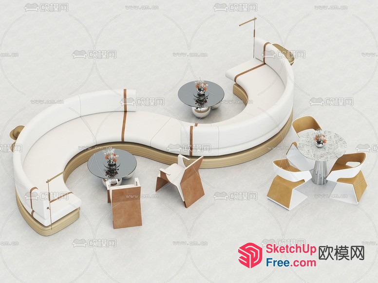 Luxurious Modern Minimalist White And Gold Living Room 3D SketchUp File