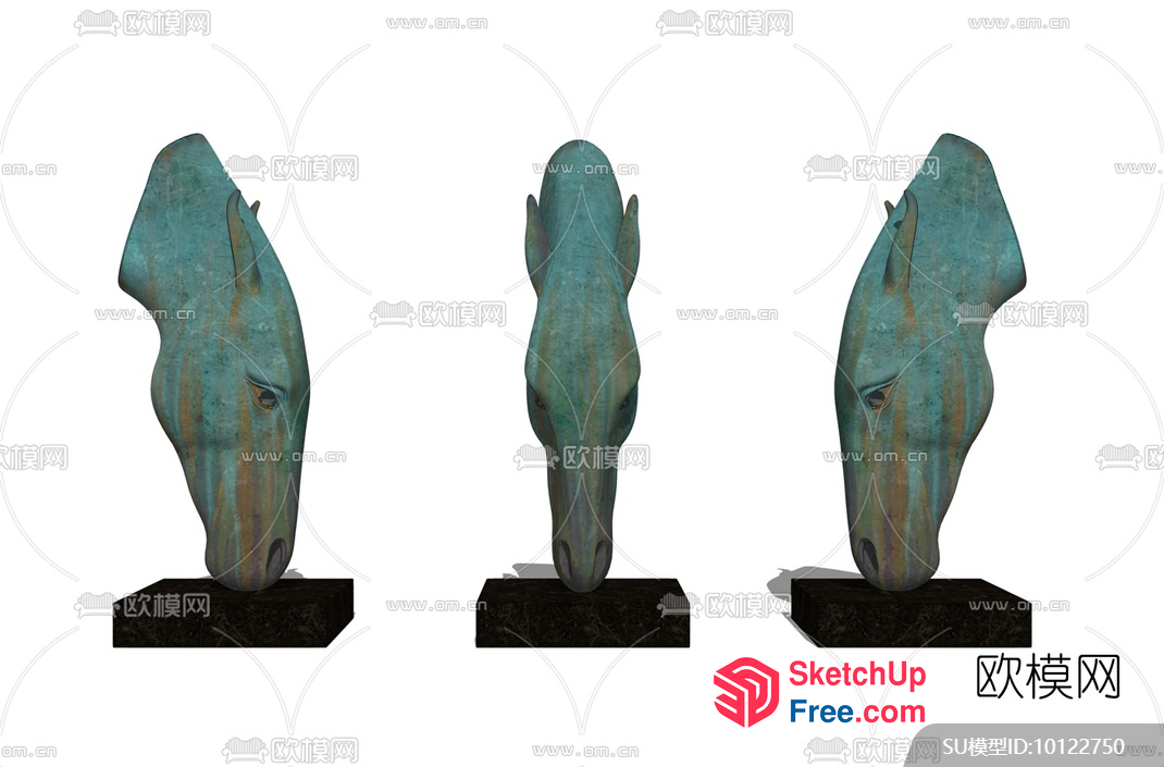 Vintage Style Horse Head Sculptures 3D SketchUp File