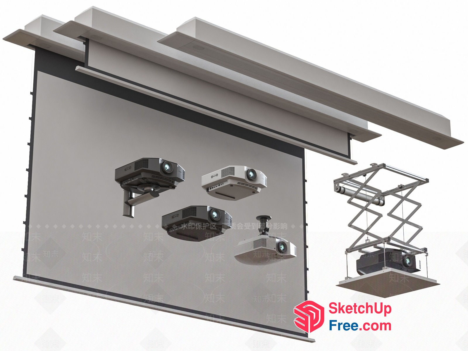 Projector Screens And Projectors For Home Theater 3D SketchUp File