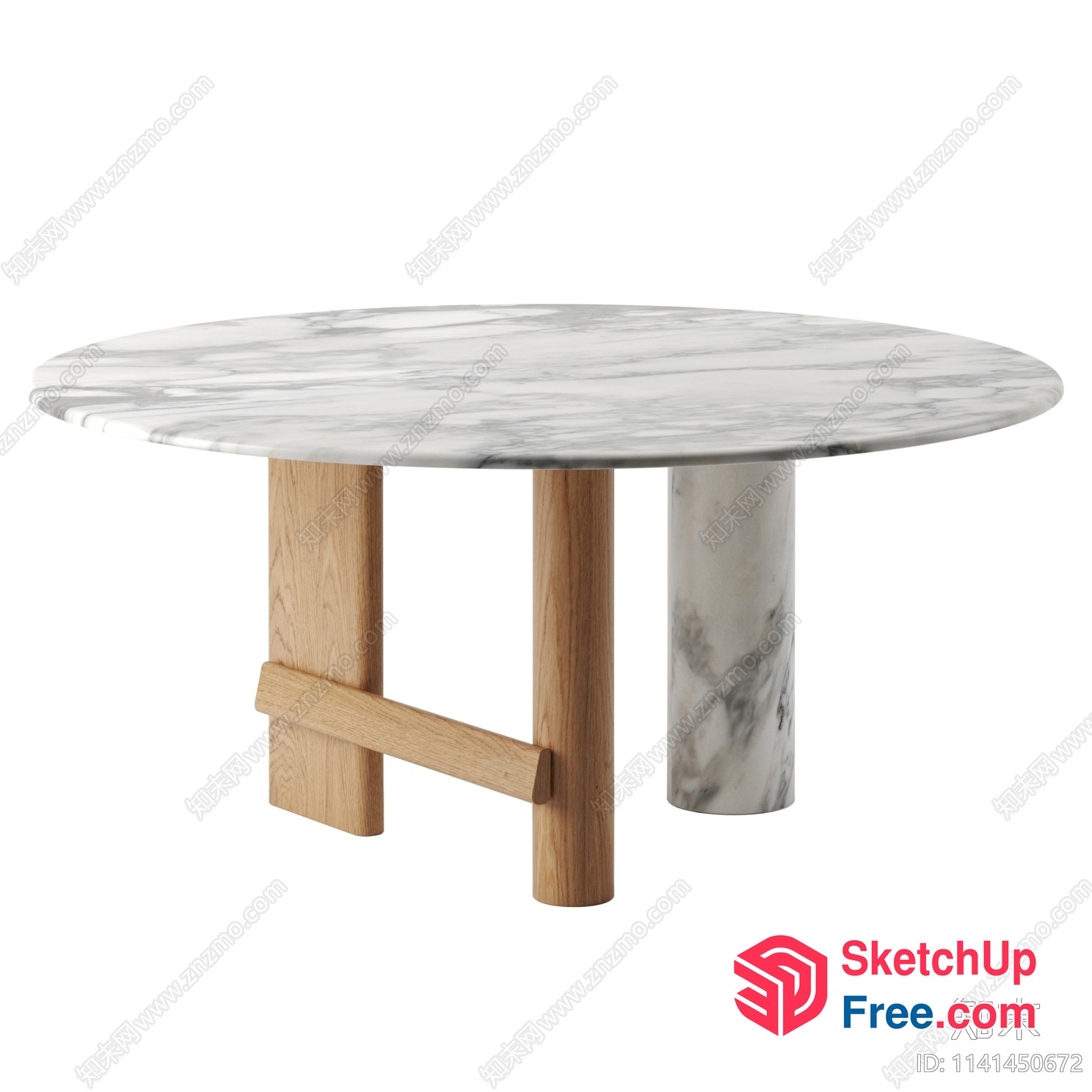Marble-Top Coffee Table With Wooden Legs 3D SketchUp File