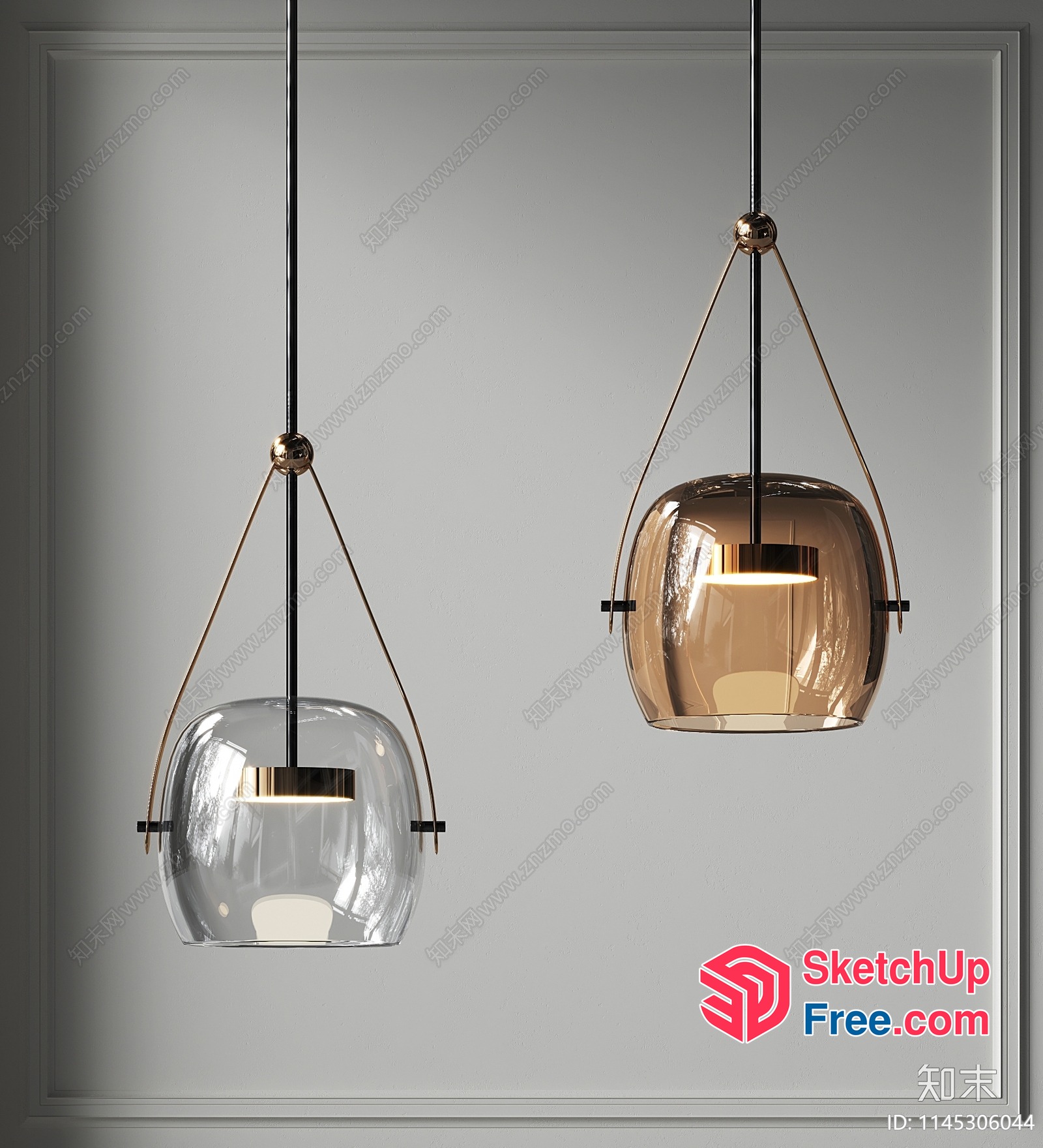 Modern Glass And Metal Pendant Lighting Fixtures 3D SketchUp File