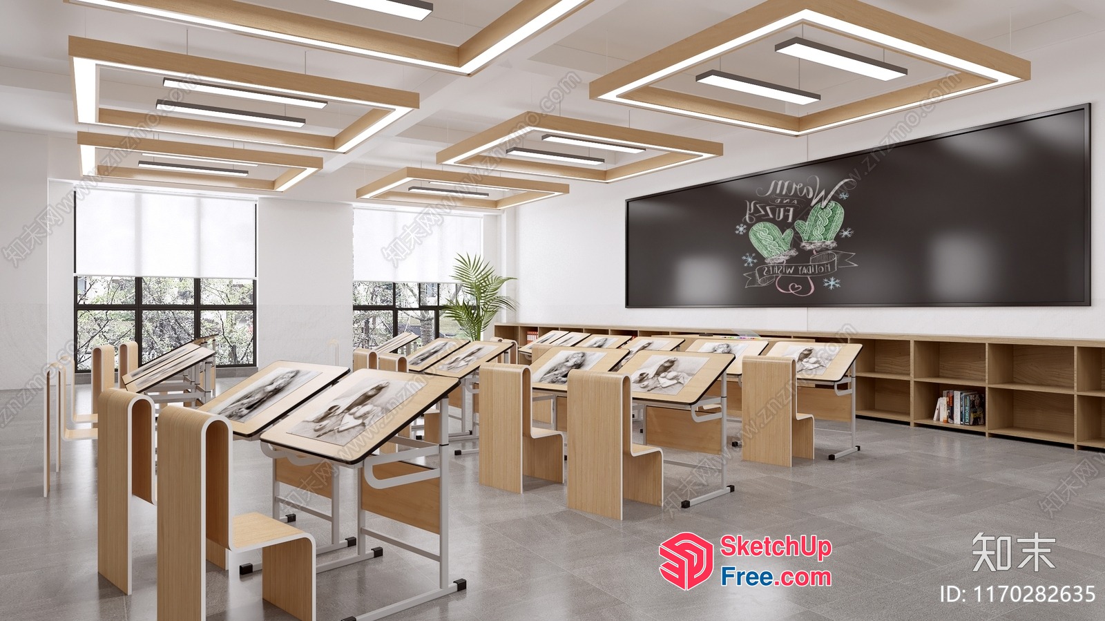 Modern Minimalist Classroom Interior 3D SketchUp File