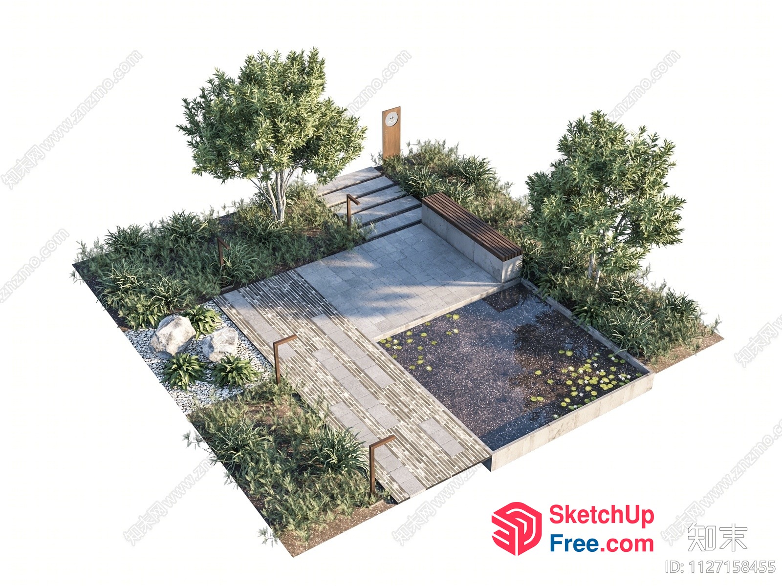 Modern Japanese Garden With Minimalist Decor 3D SketchUp File