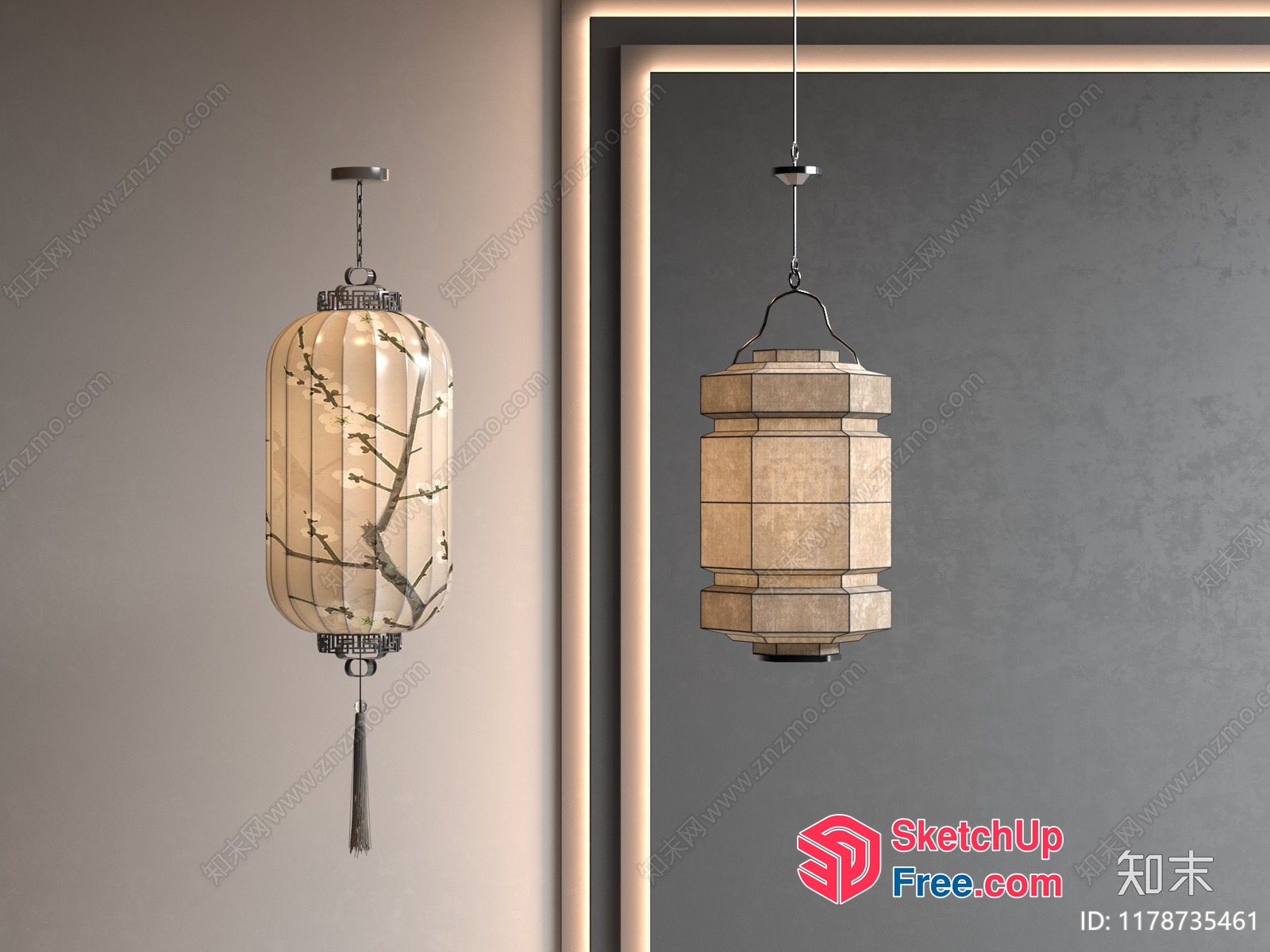 Asian-Inspired Lanterns 3D SketchUp File