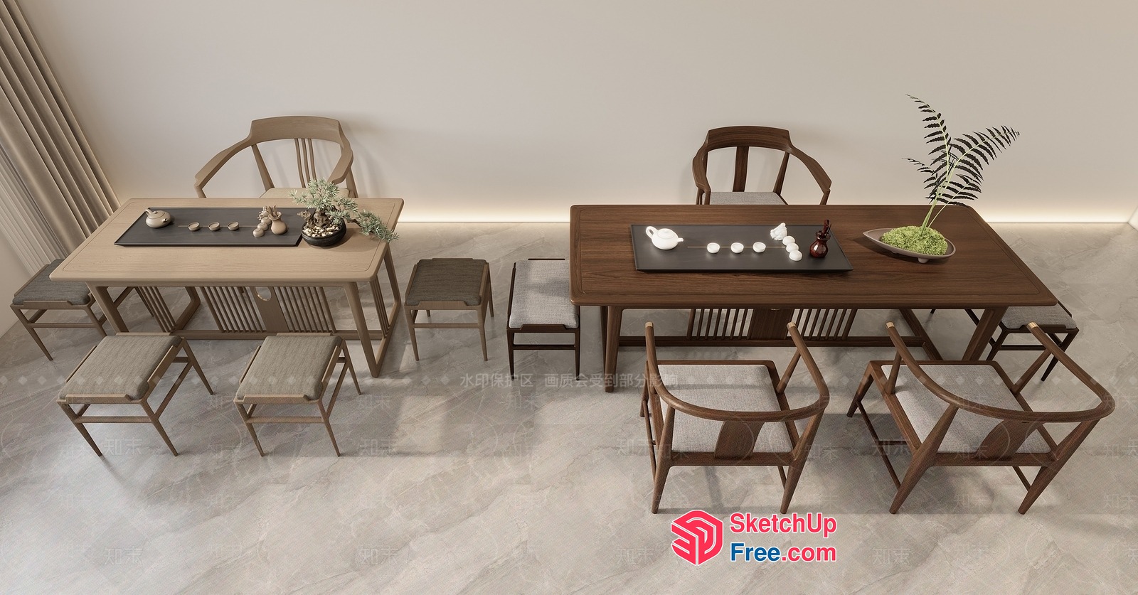 Elegant Dining Room Furniture Set With Modern Decor 3D SketchUp File