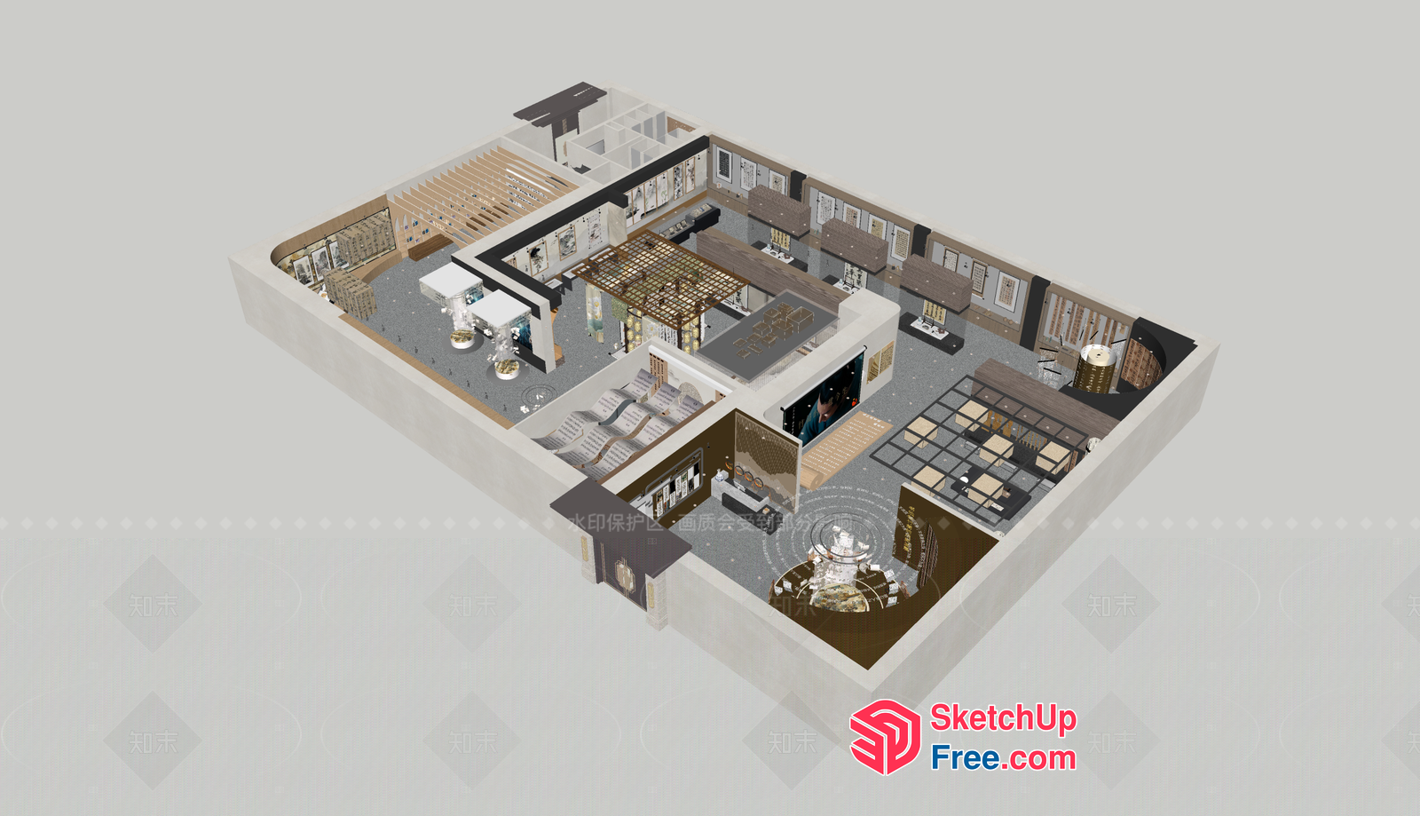 Modern 3D Rendering Of A Commercial Street With Various Shops And Restaurants 3D SketchUp File