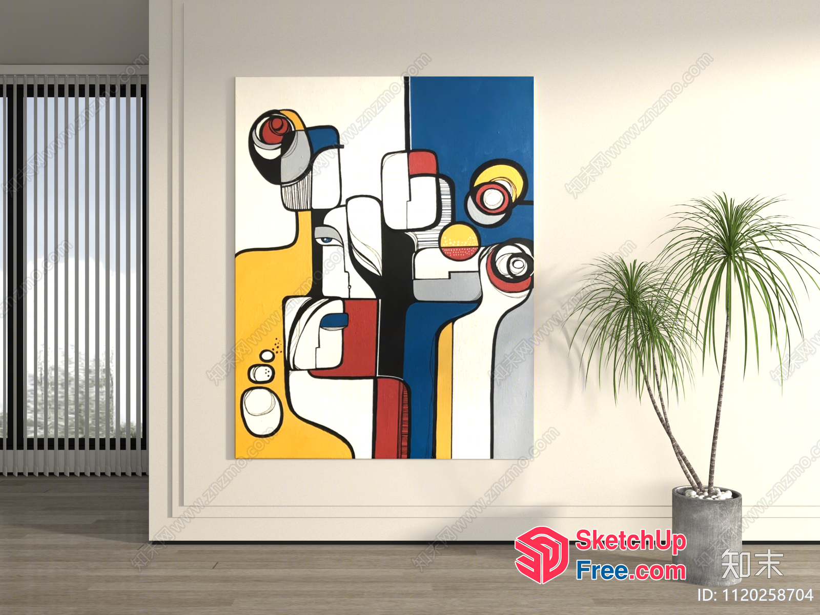Colorful Abstract Artwork In A Modern Interior 3D SketchUp File
