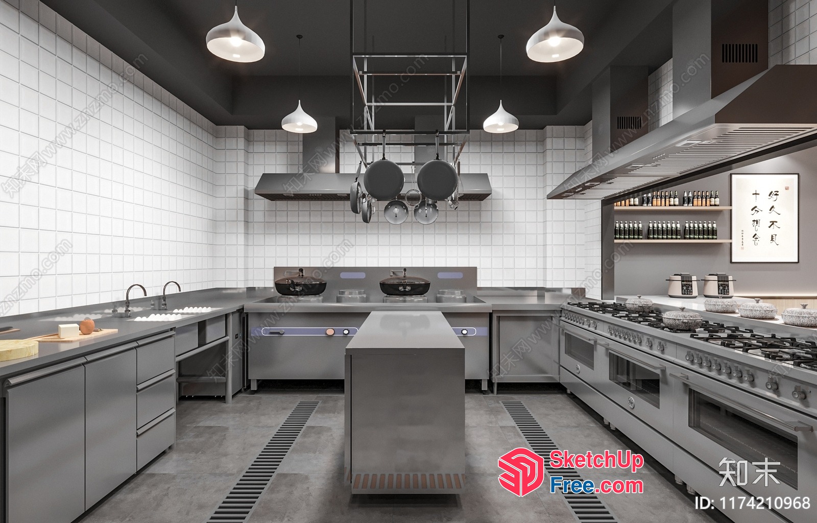 Modern Industrial-Style Commercial Kitchen 3D SketchUp File