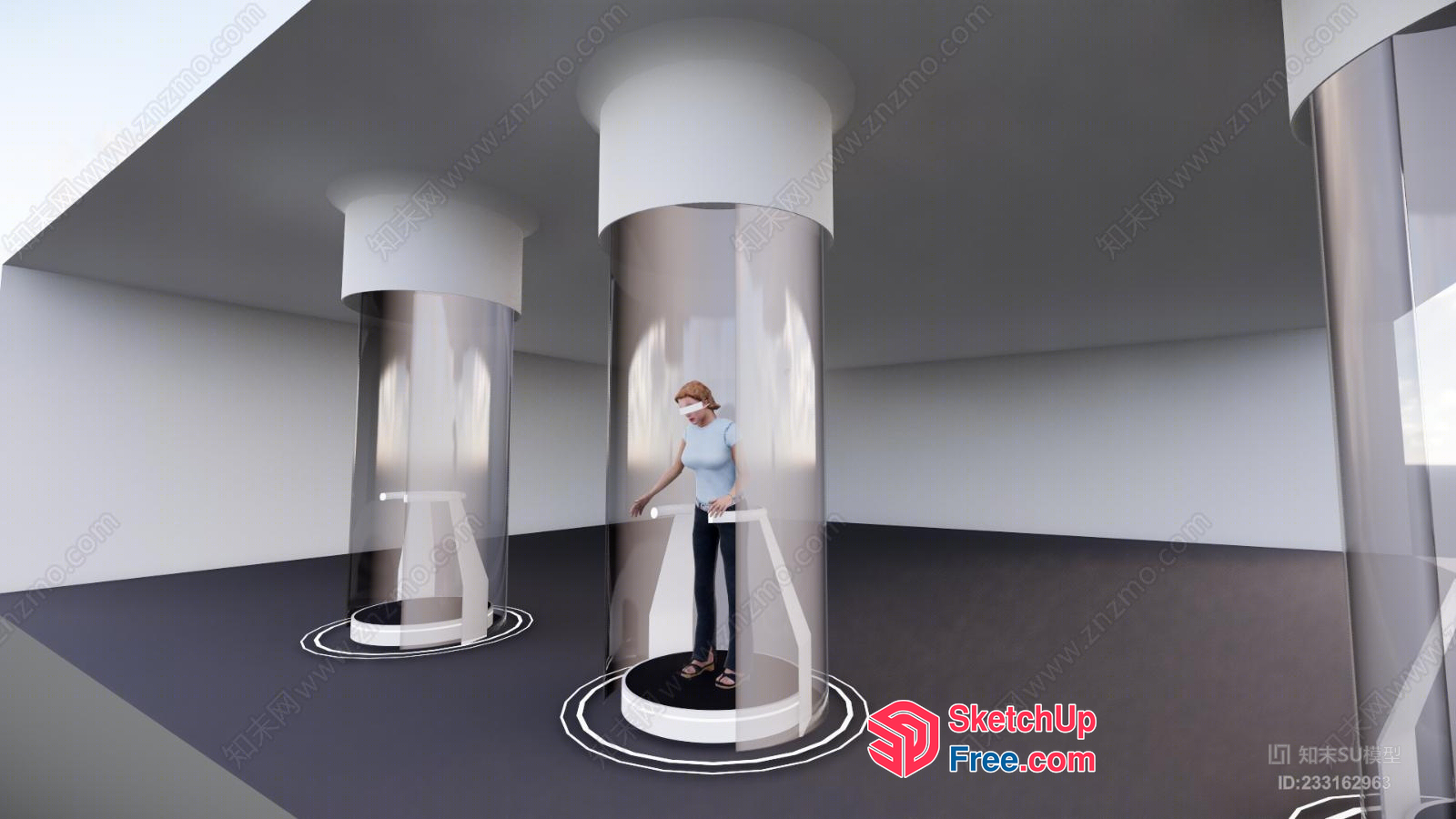 Glass-Enclosed Pillars And Pedestals 3D SketchUp File