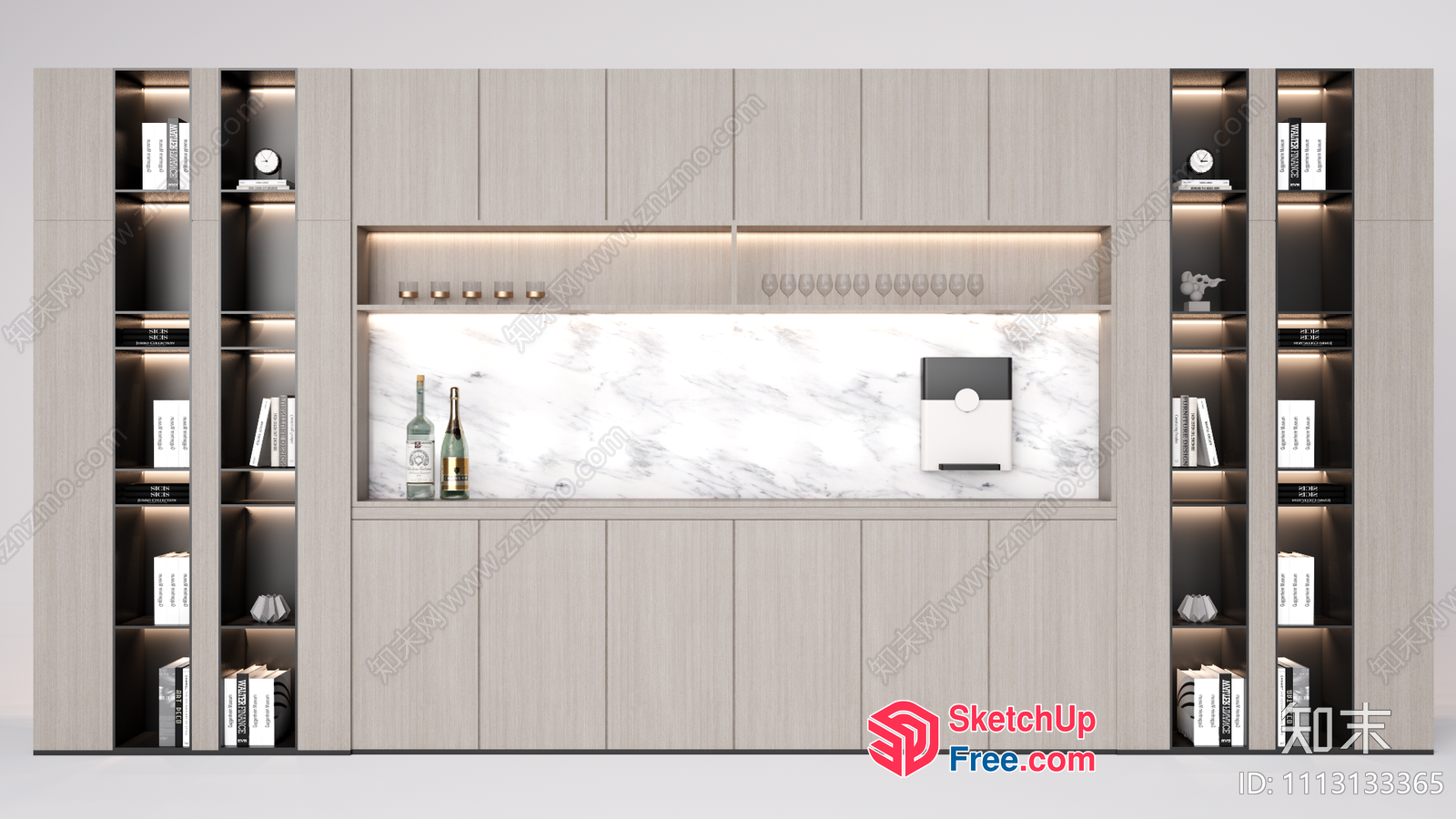Modern Minimalist Wine Storage And Display Unit 3D SketchUp File