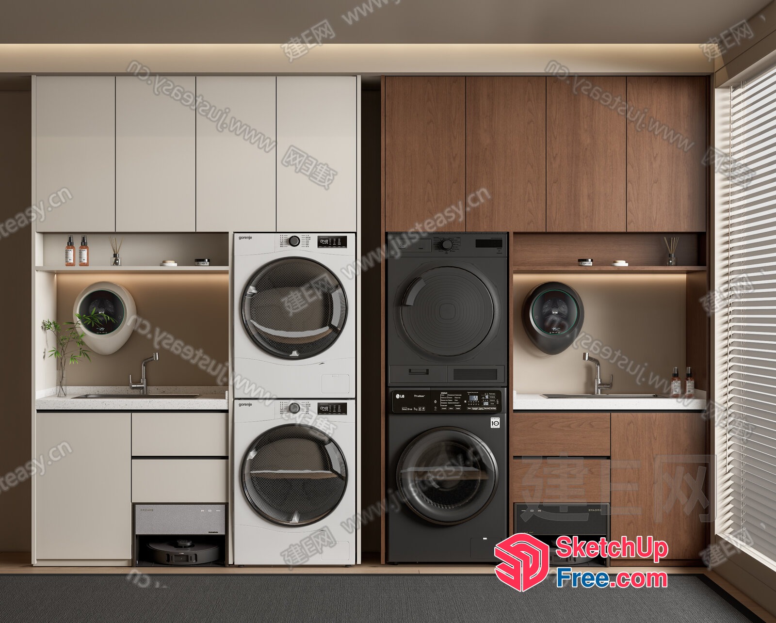 Modern Laundry Room Design With Sleek Appliances 3D SketchUp File