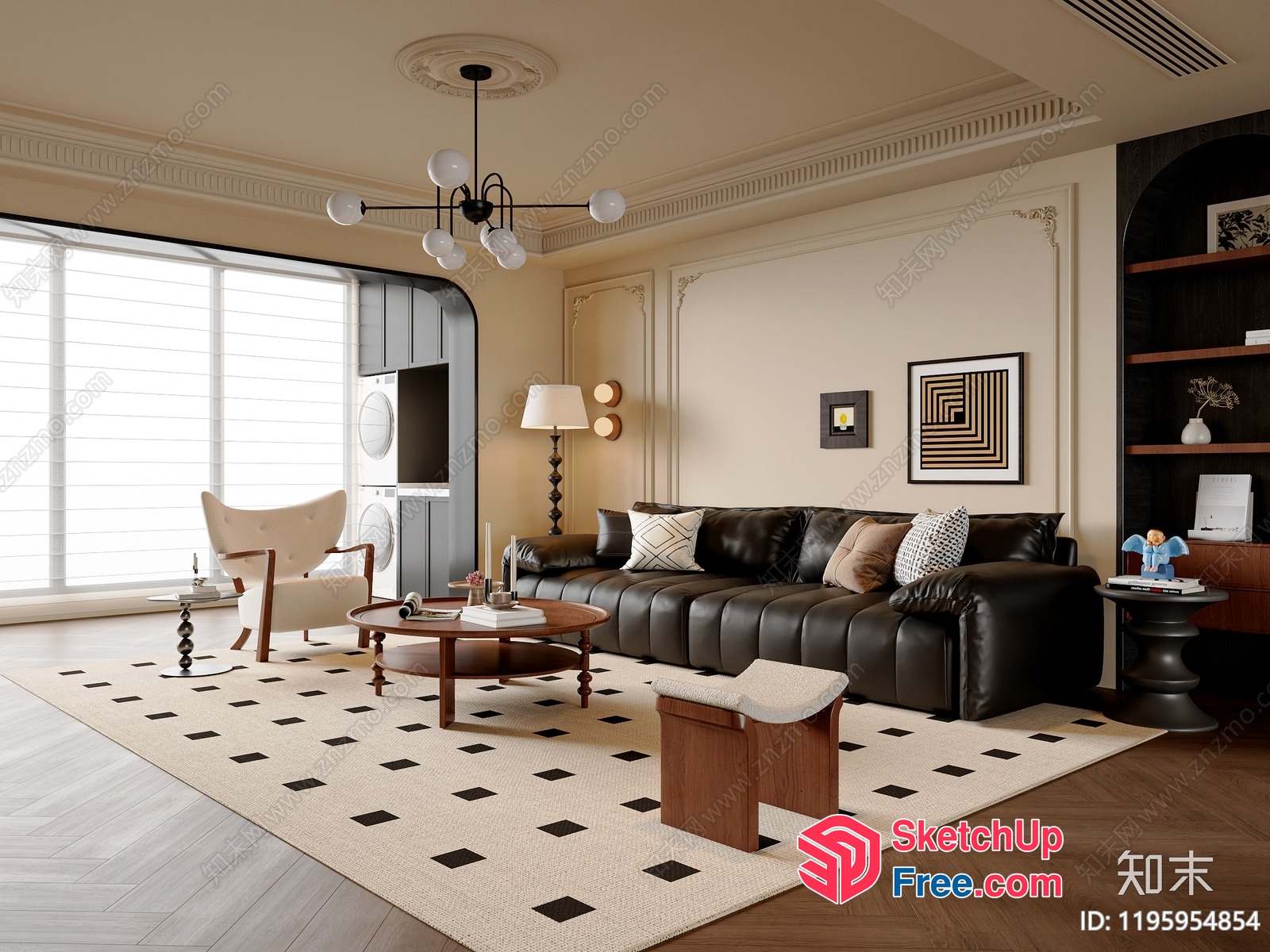 Luxurious Living Room With Elegant Furniture And Artwork 3D SketchUp File
