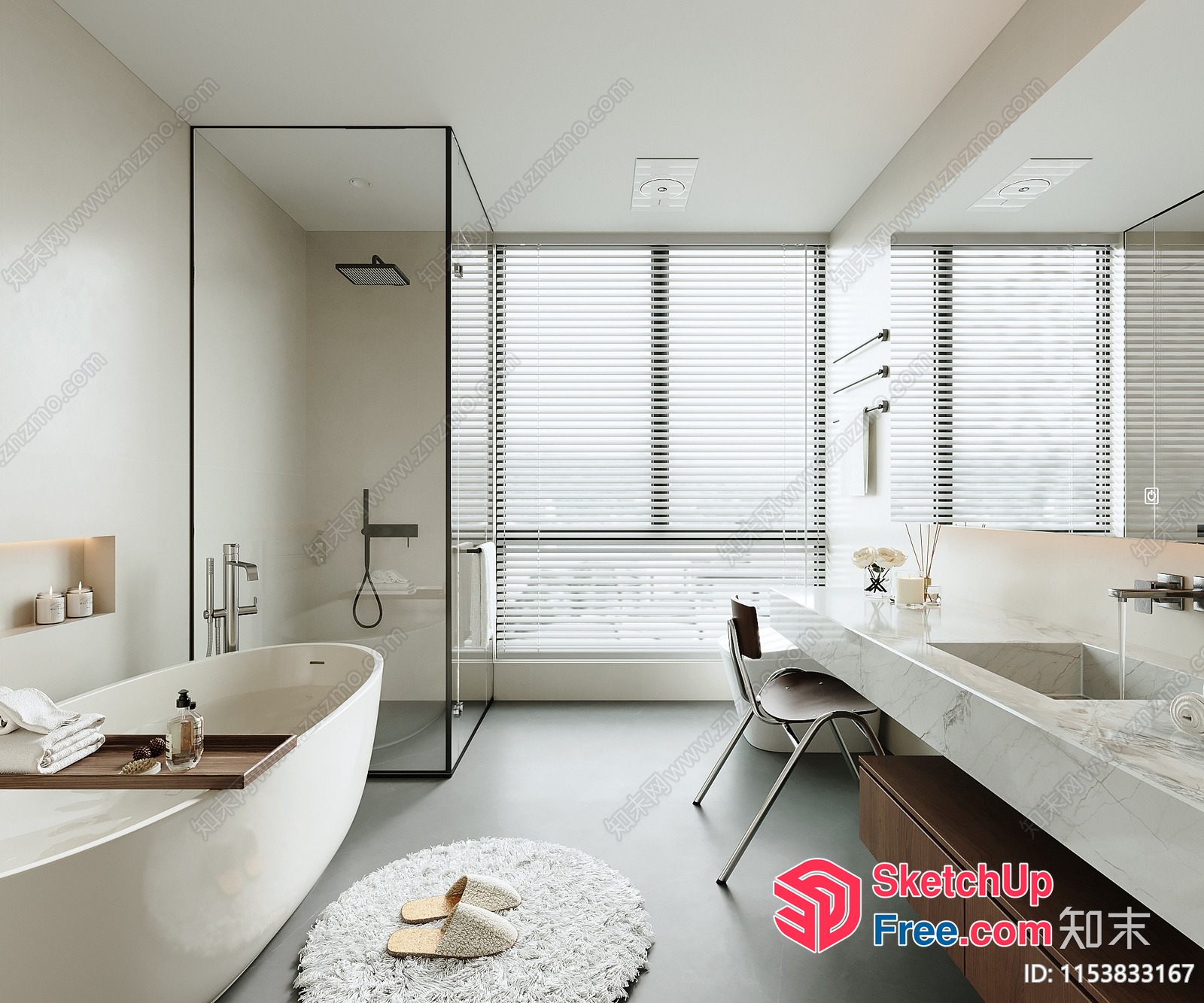 Minimalist Bathroom Interior With Modern Fixtures And Decor 3D SketchUp File