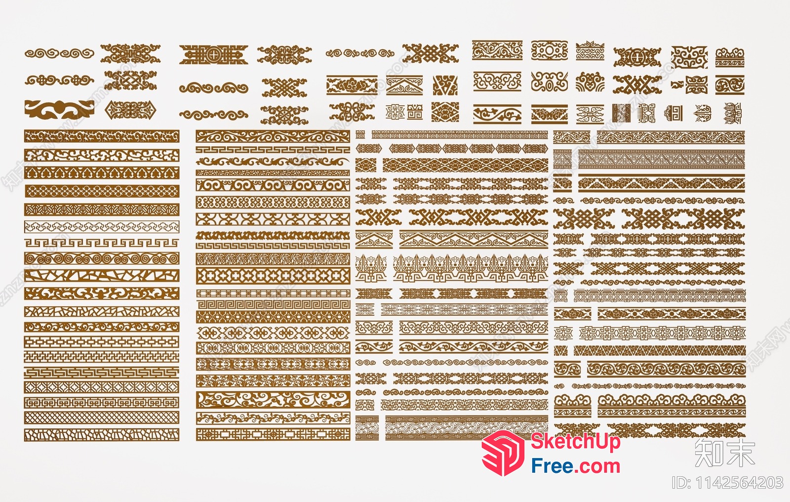 Ornate Gold Decorative Elements Collection 3D SketchUp File