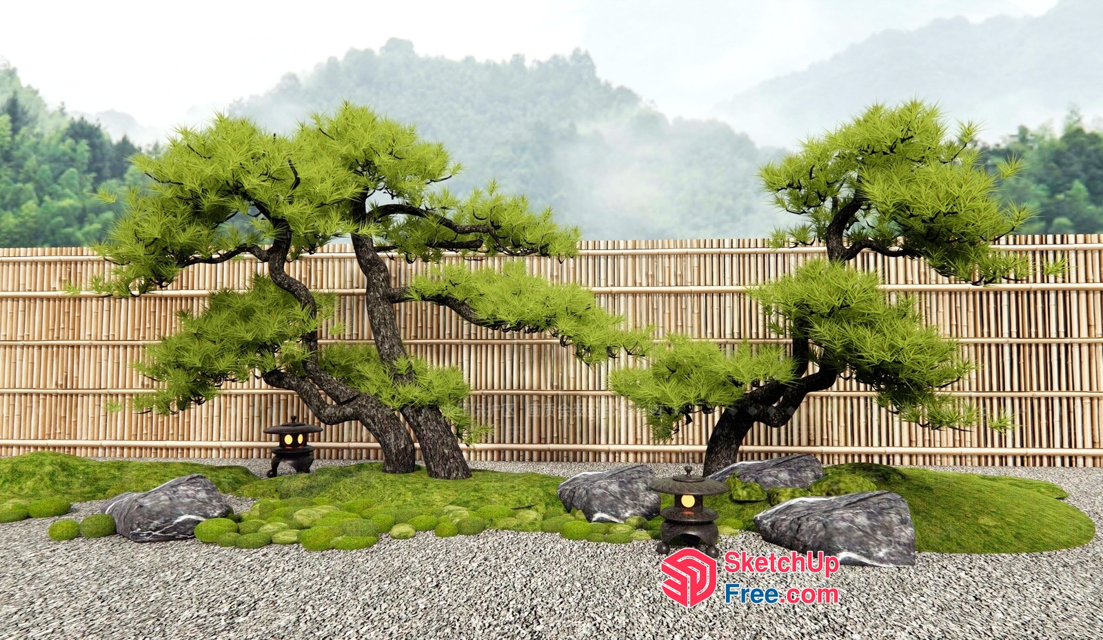 Serene Japanese Landscape 3D SketchUp File