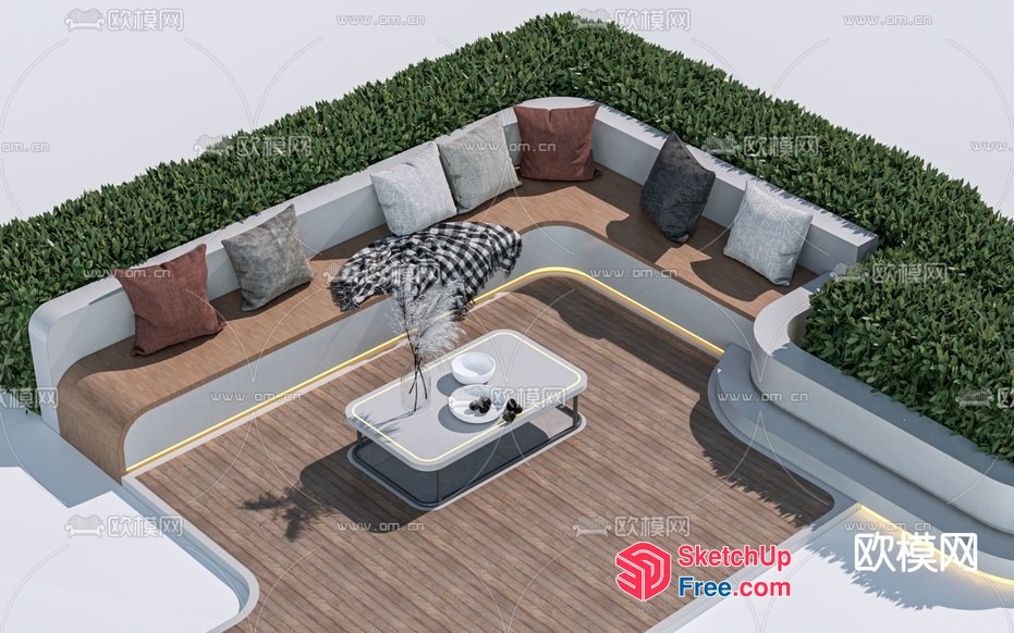Outdoor Patio Furniture Set With Cushions 3D SketchUp File