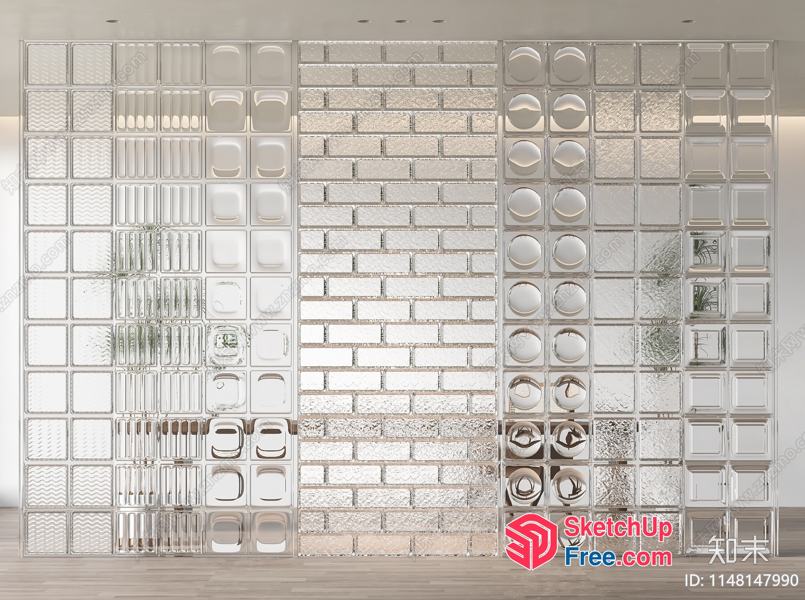 Glass Brick Partition Wall 3D SketchUp File