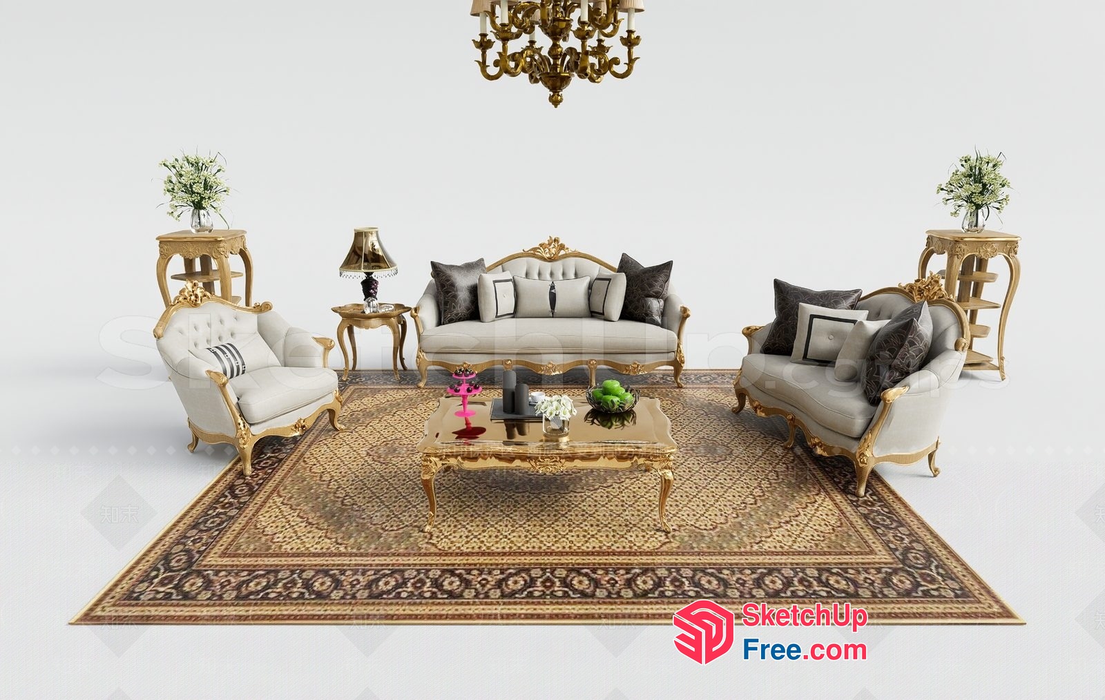 Luxurious European Style Living Room Furniture 3D SketchUp File
