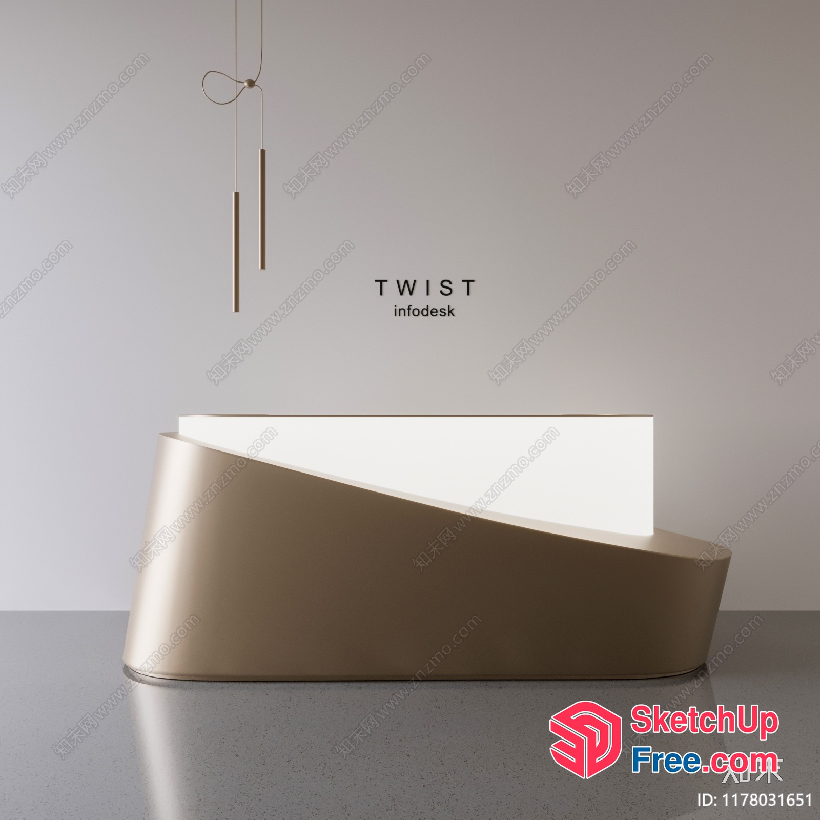 Modern Twist Reception Desk 3D SketchUp File