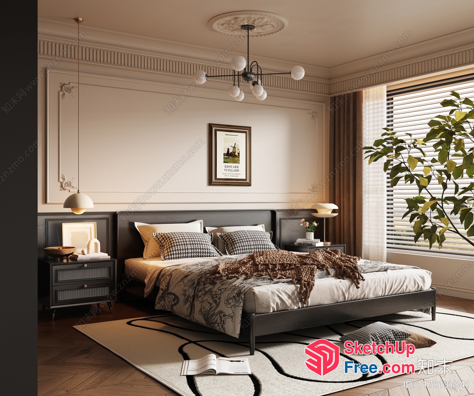 Classic Moulding Bedroom Interior 3D SketchUp File