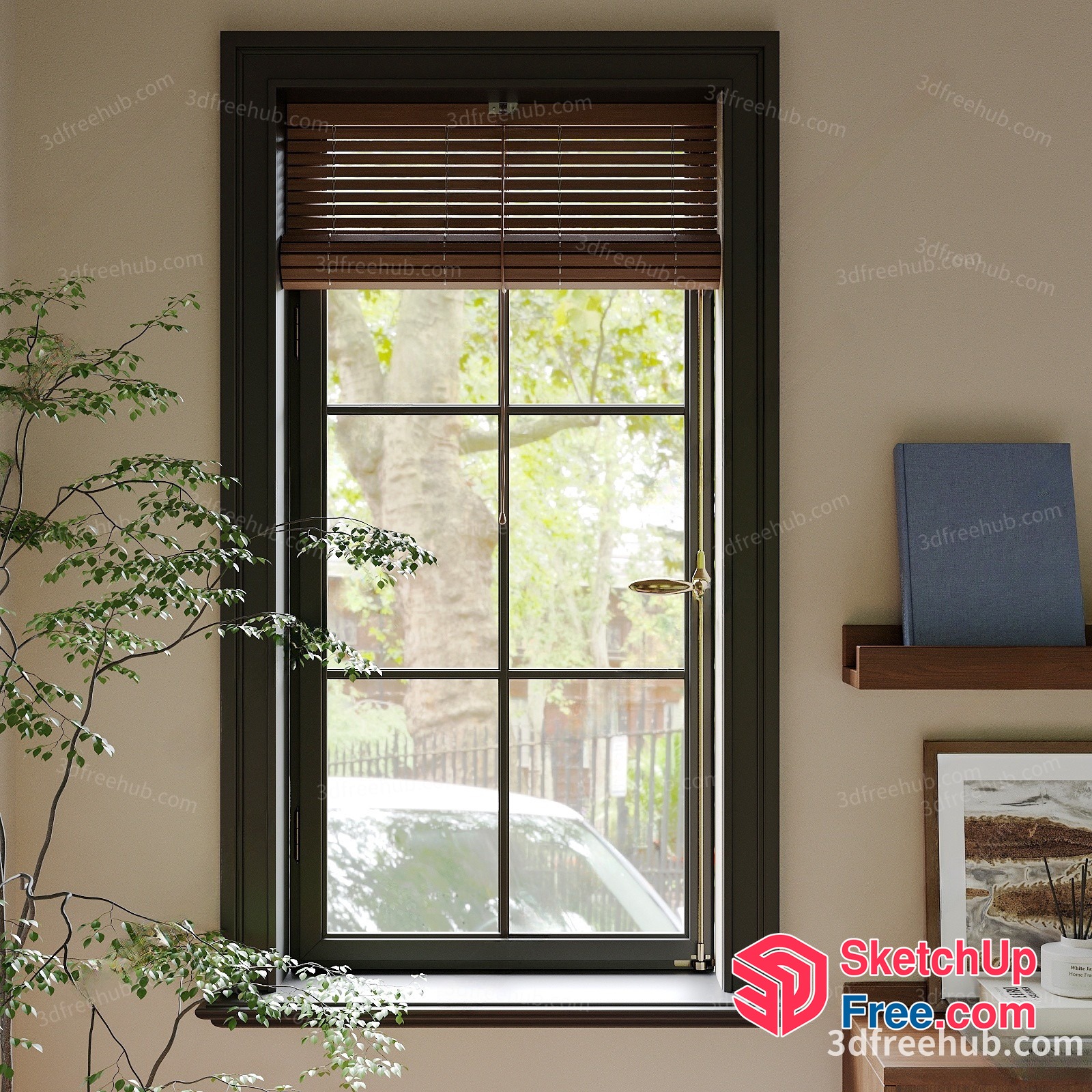 Window With A View Of A Car And Trees 3D SketchUp File