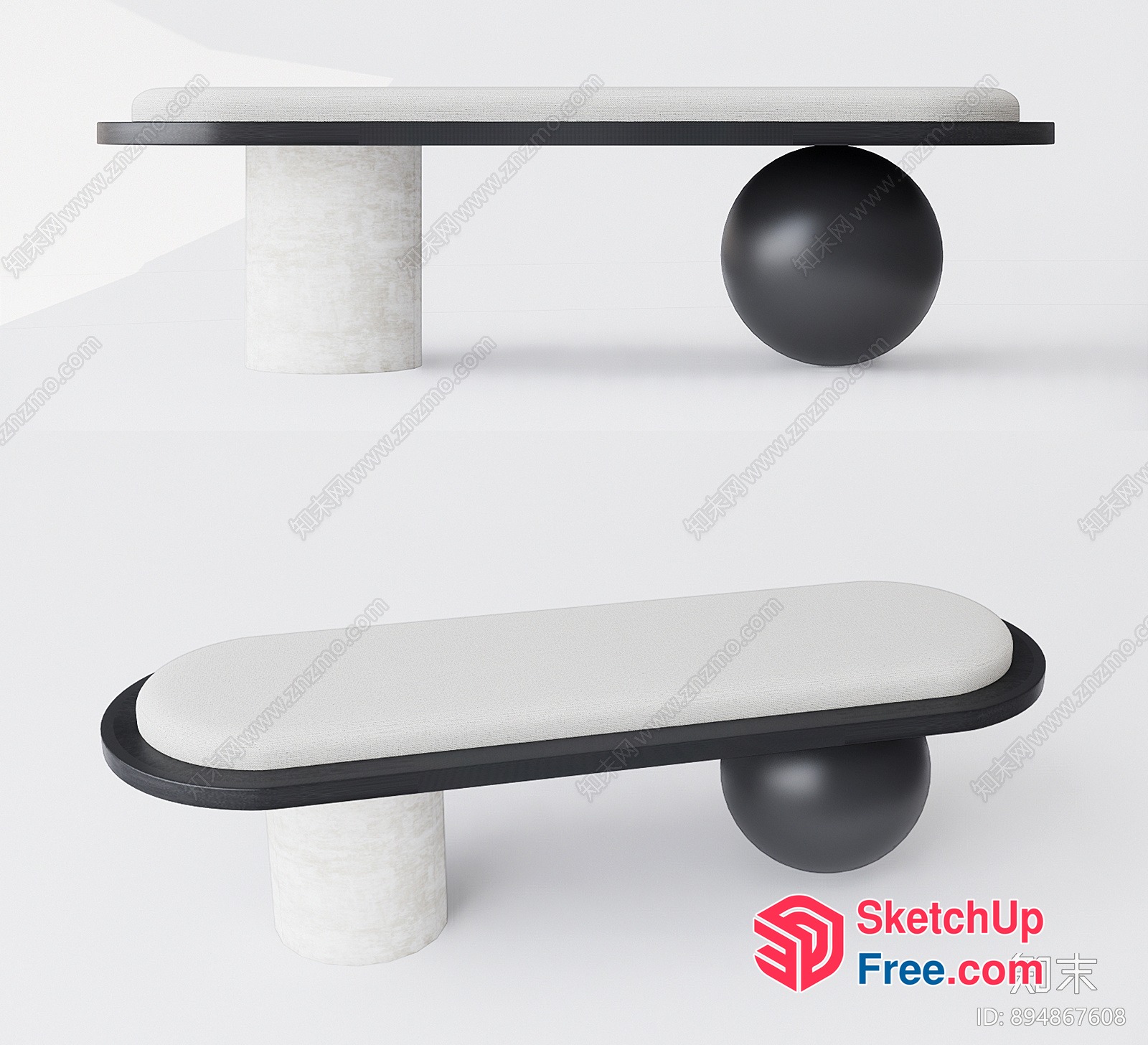 Minimalist Black And White Furniture Set 3D SketchUp File