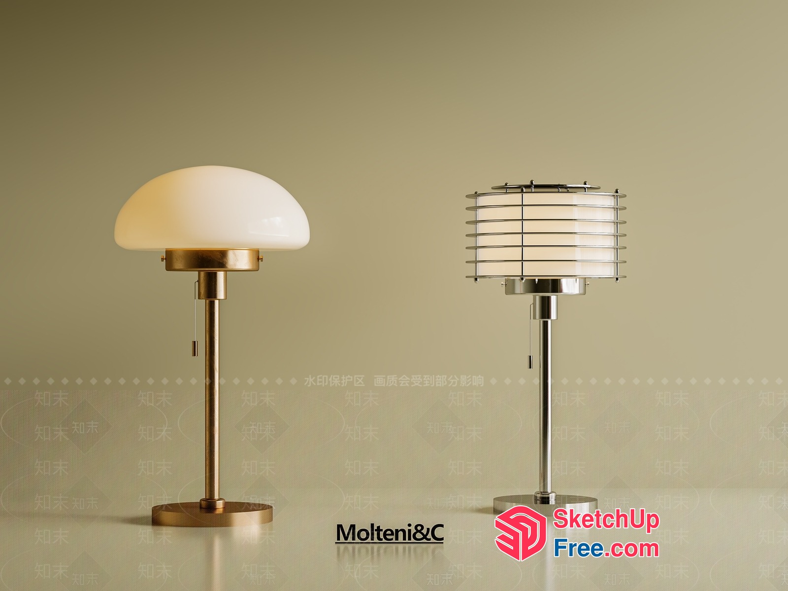 Modern Table Lamps With Sleek Metal And Glass Designs 3D SketchUp File