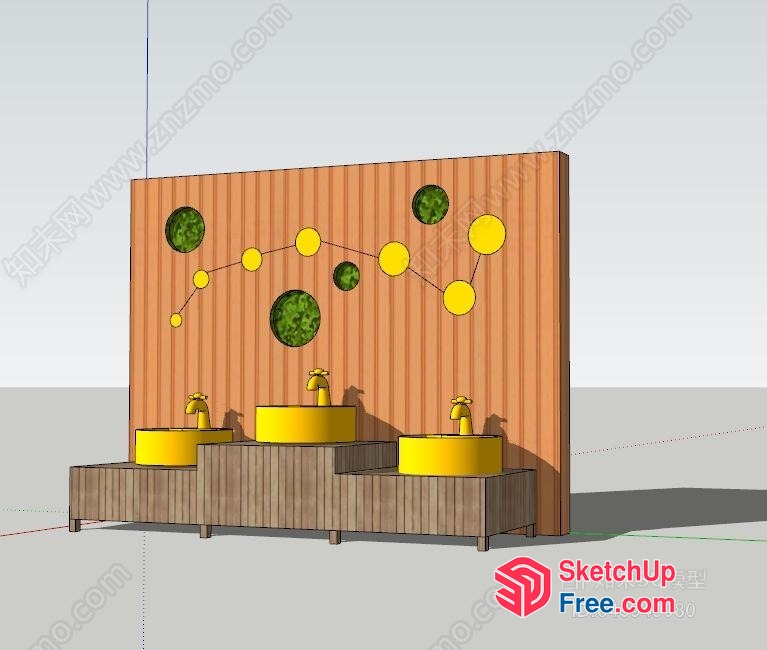 Bathroom Decor With Yellow Sinks And Green Accents 3D SketchUp File