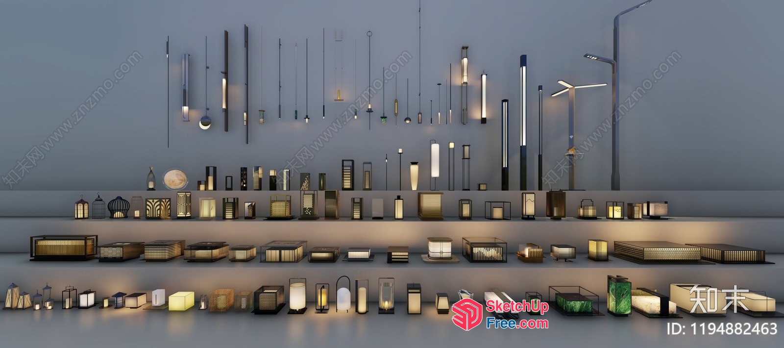 Modern Architectural Showcase Of Various Lighting Fixtures 3D SketchUp File