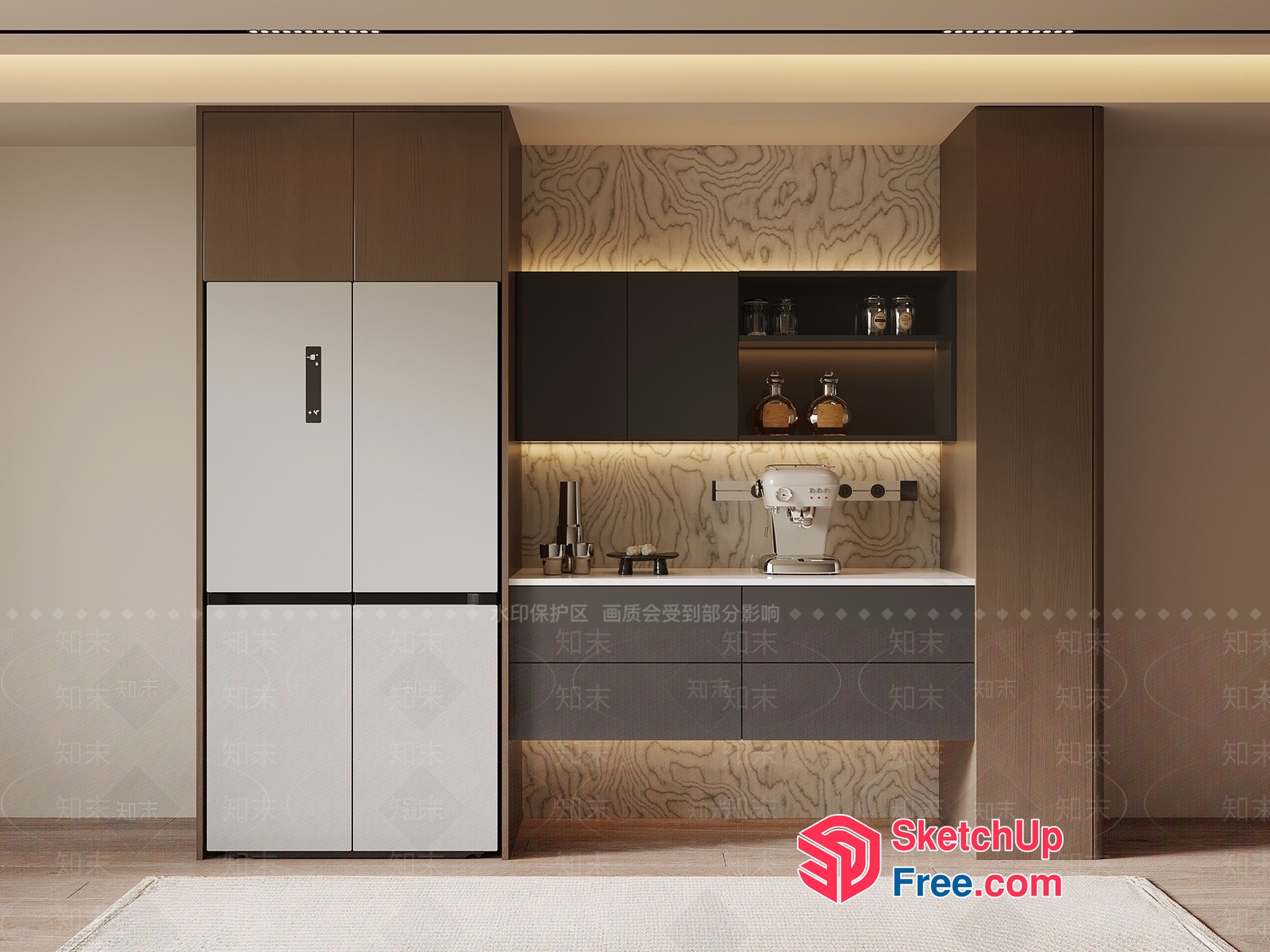 Modern Kitchen Interior With Elevator And Appliances 3D SketchUp File