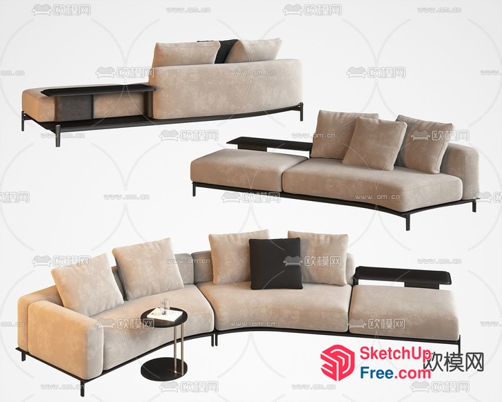Modern Sofa Set With Built-In Table And Storage 3D SketchUp File