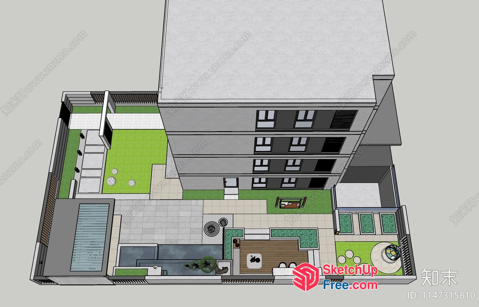 Modern Villa Apartment Plan With Outdoor Space 3D SketchUp File