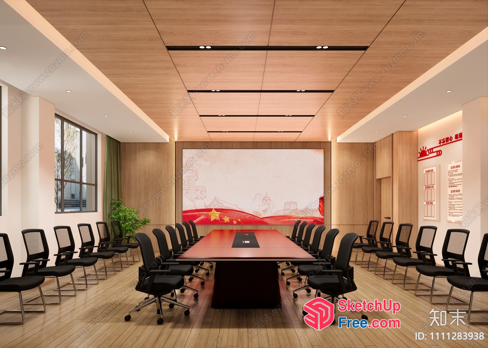 Conference Room With China Flag Decor 3D SketchUp File