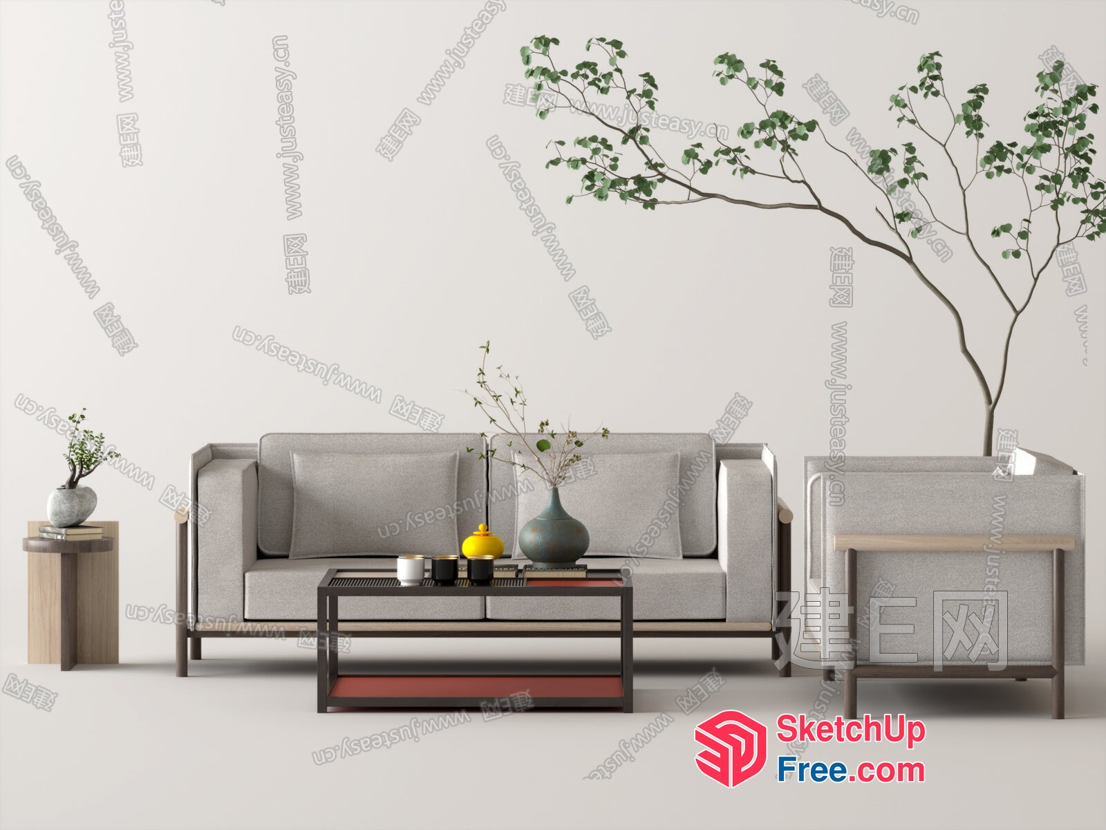 Modern Japanese-Style Living Room Interior 3D SketchUp File