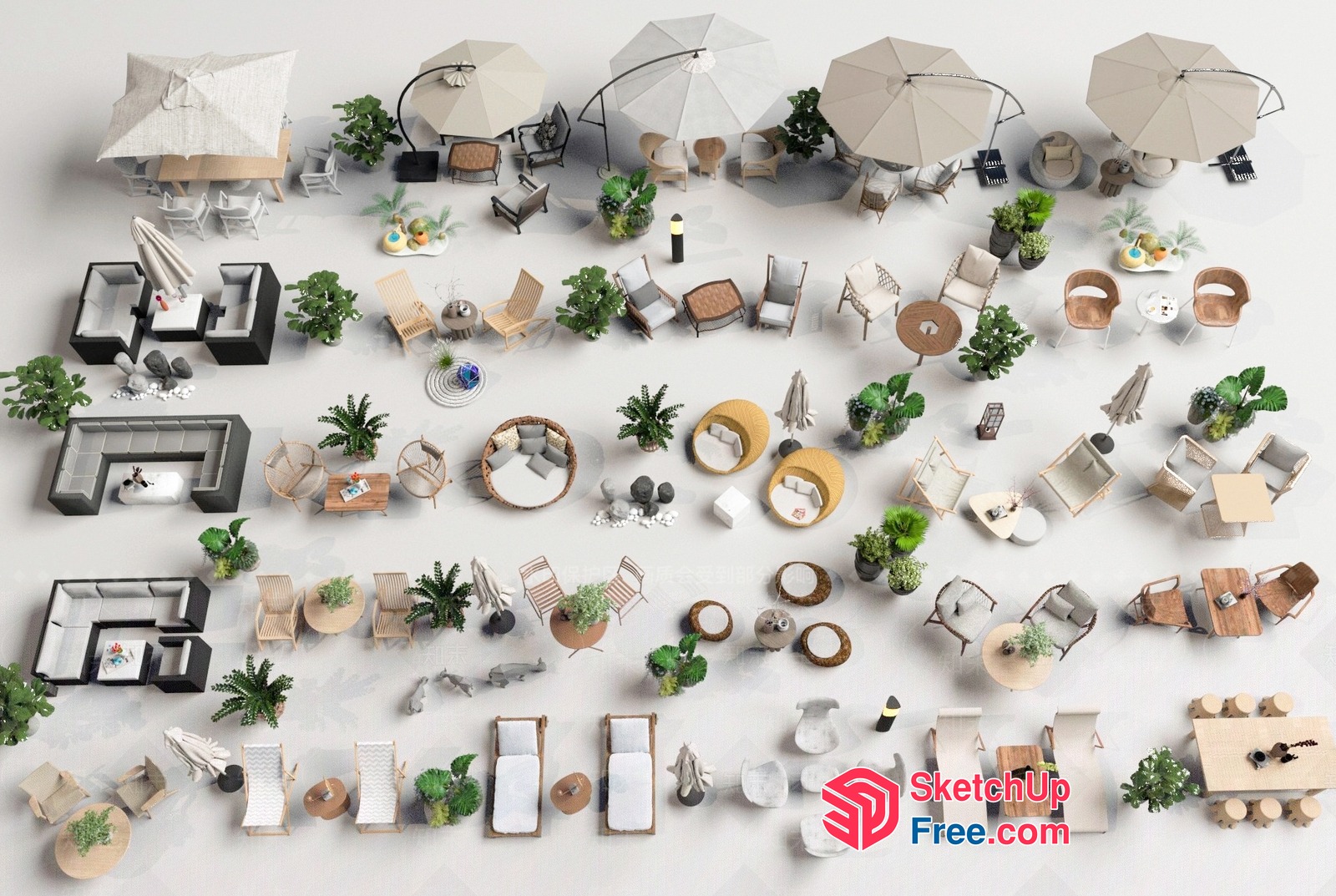 Modern Outdoor Furniture And Decorations 3D SketchUp File