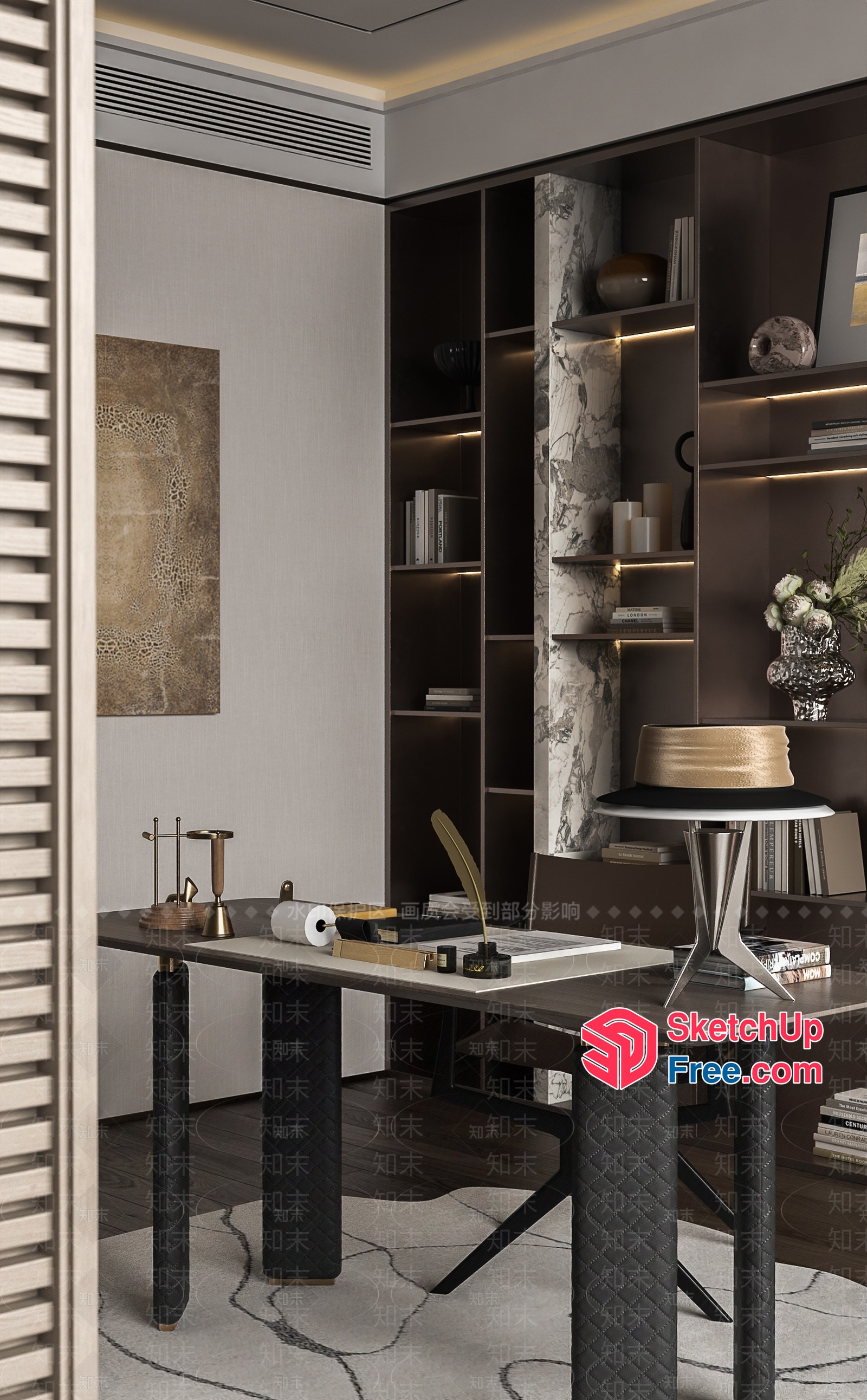 Modern Office Interior With Elegant Furniture And Decor 3D SketchUp File