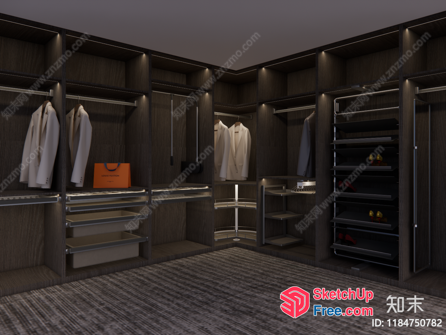 Elegant And Modern Walk-In Closet 3D SketchUp File