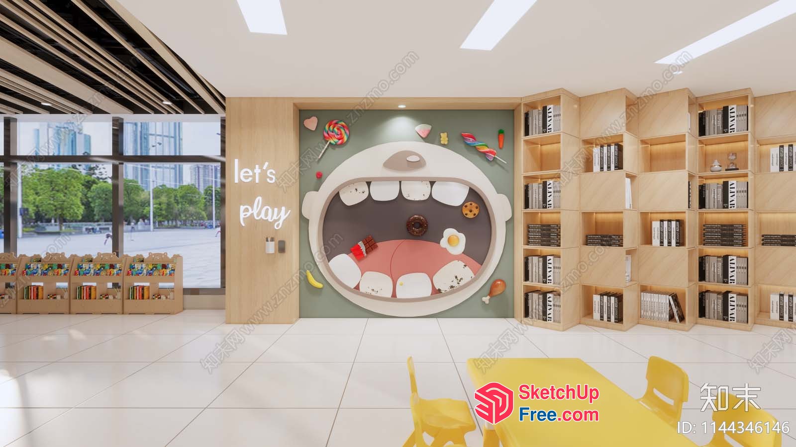 Playful Modern Library With A Whimsical Touch 3D SketchUp File
