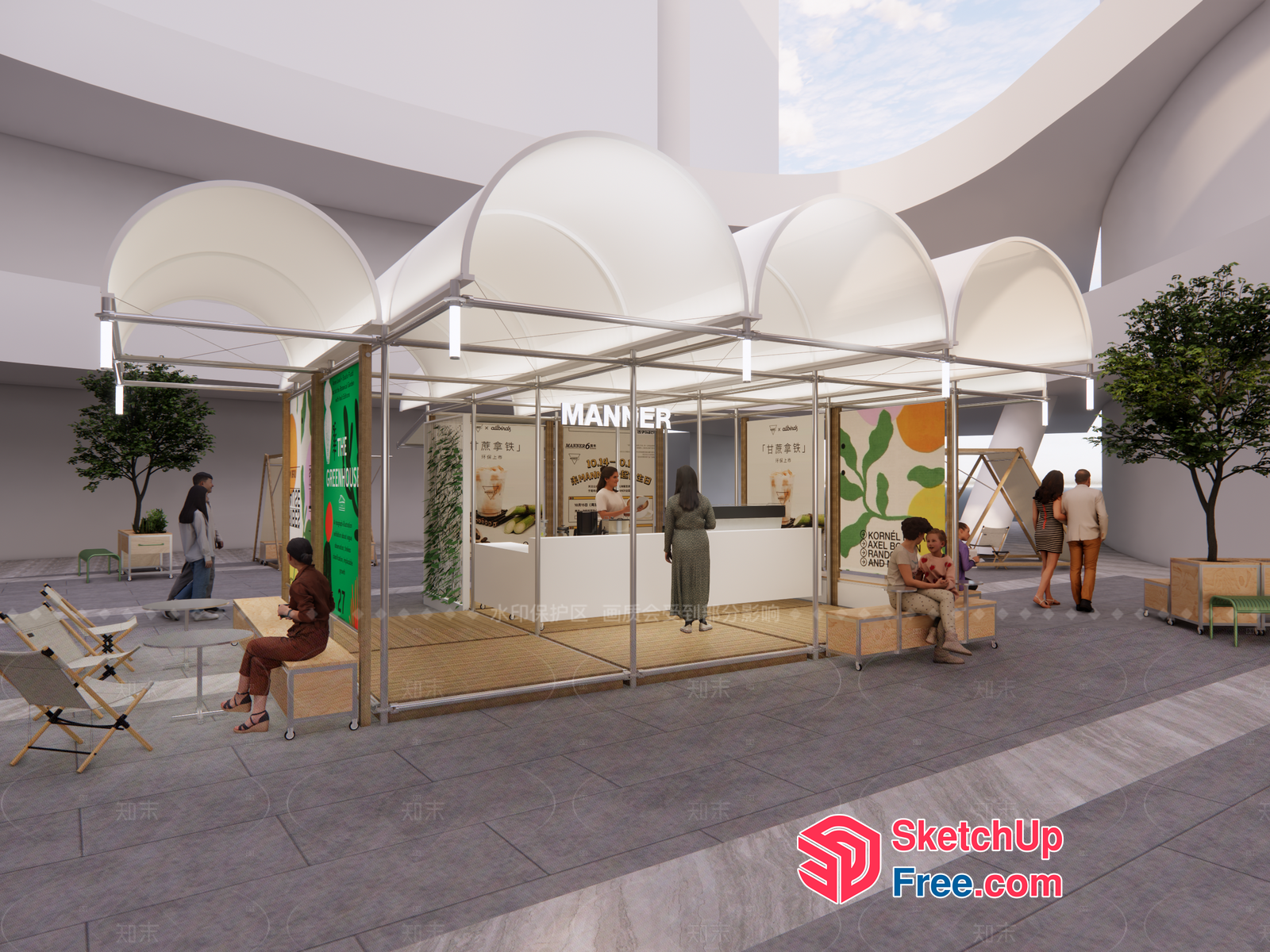 Modern Commercial Street Mall Interior 3D SketchUp File